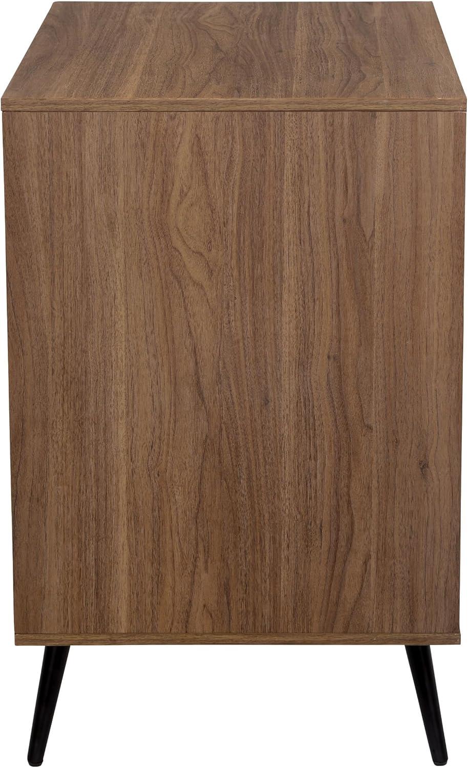 OSP Home Furnishings Retro Record Player Stand Console with Album Storage, Majestic Walnut Finish