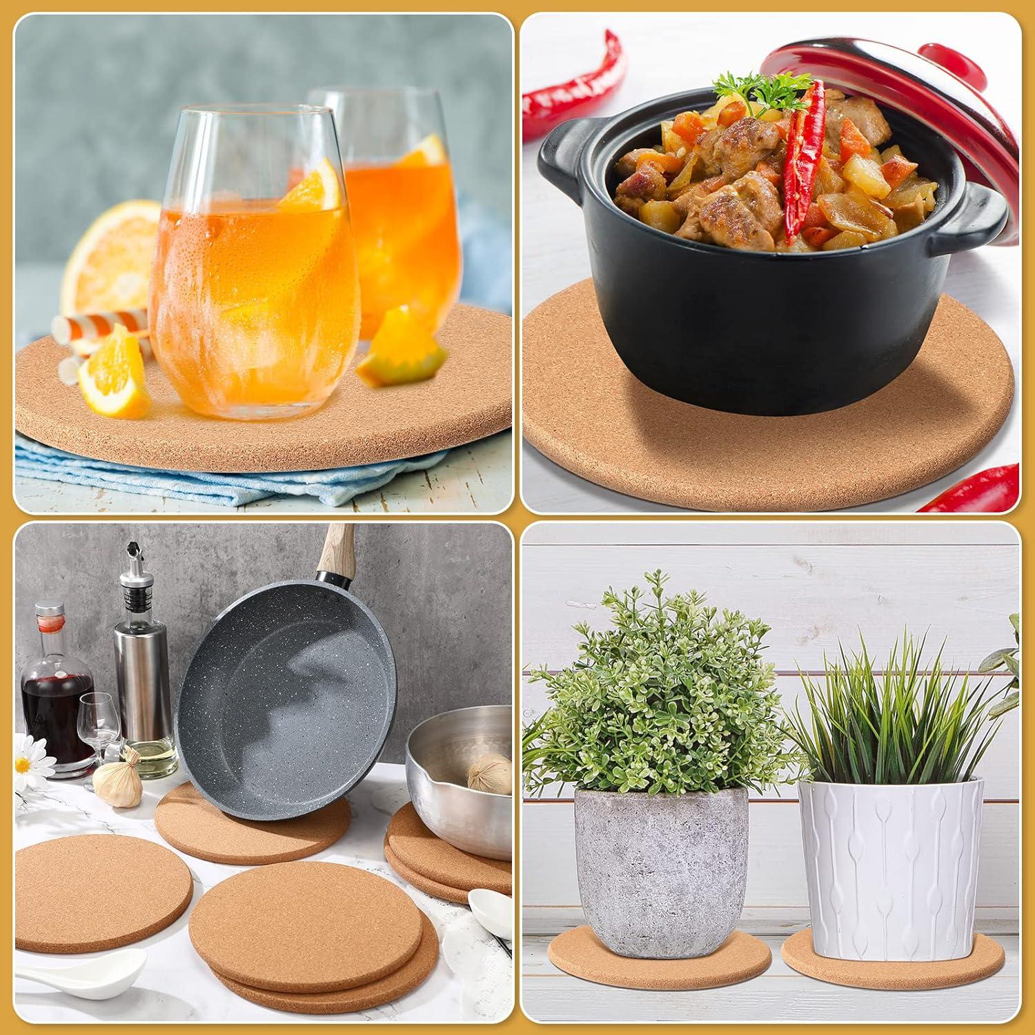 Panitay 24 Pc Cork Trivet - 8 Inch Thick Cork Coasters for Hot Dishes & Pots; Heat Resistant