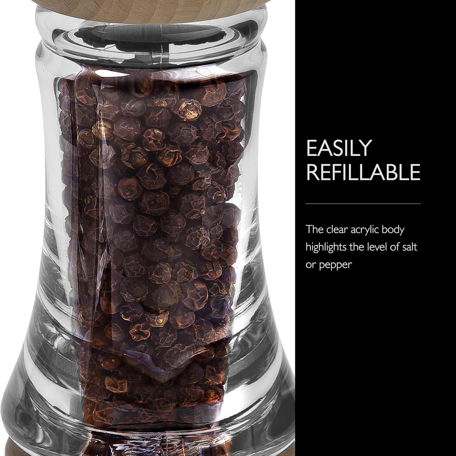 Cole & Mason Basics Wood Salt & Pepper Mill Gift Set, Clear/Brown