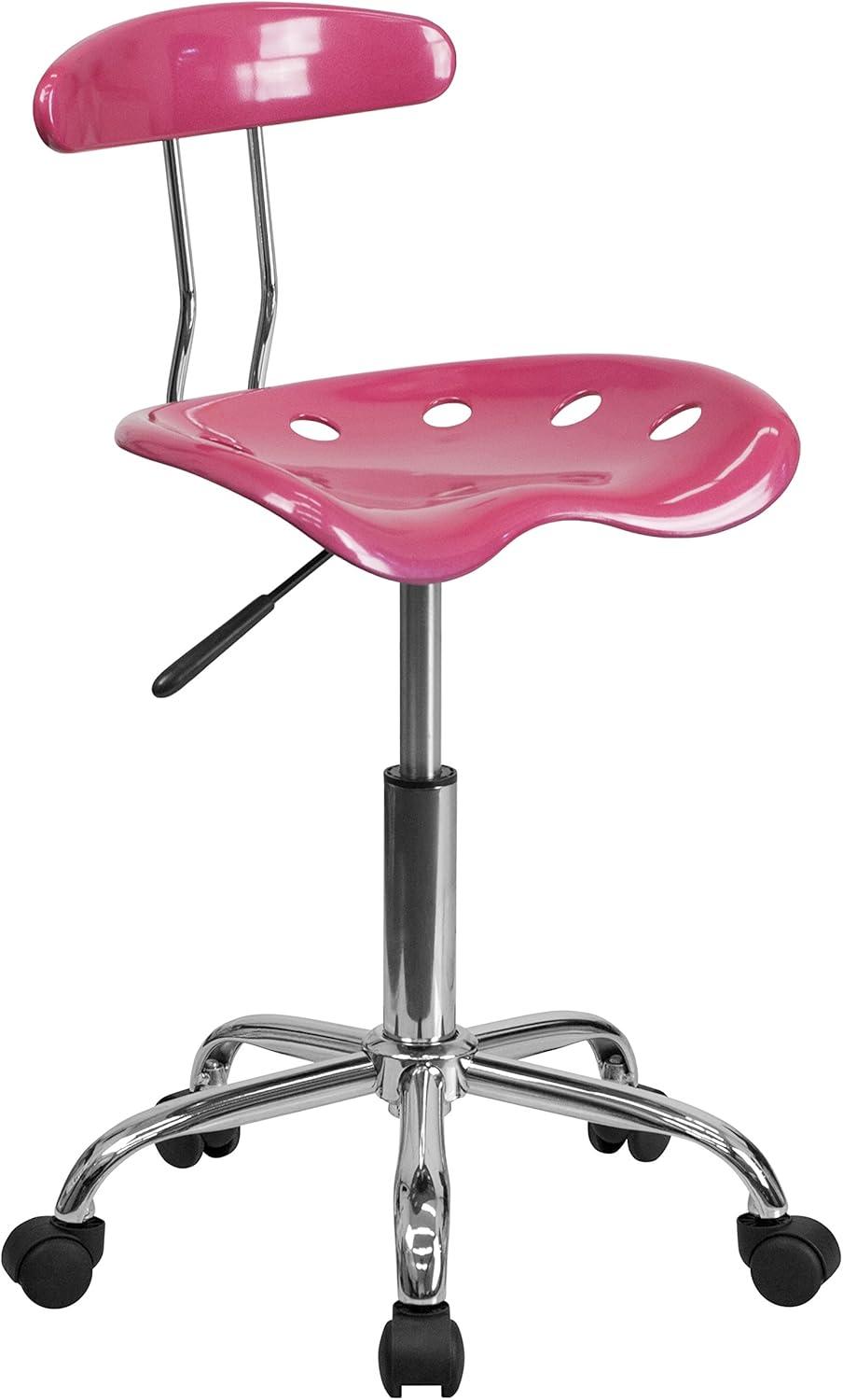 Vibrant Red and Chrome Armless Task Chair with Tractor Seat