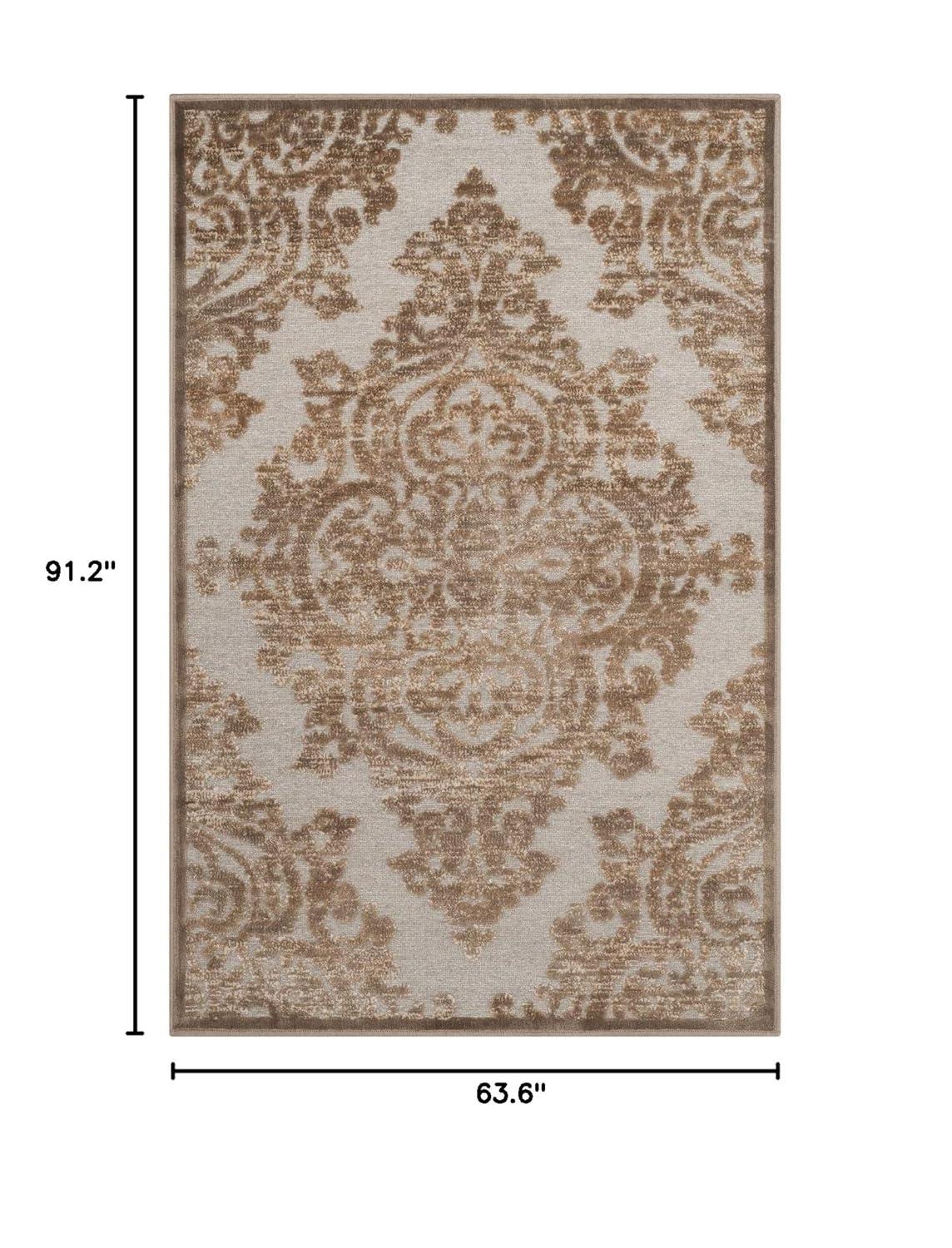 Paradise PAR390 Power Loomed Area Rug - Stone/Aqua - 5'3"x7'6" - Safavieh.