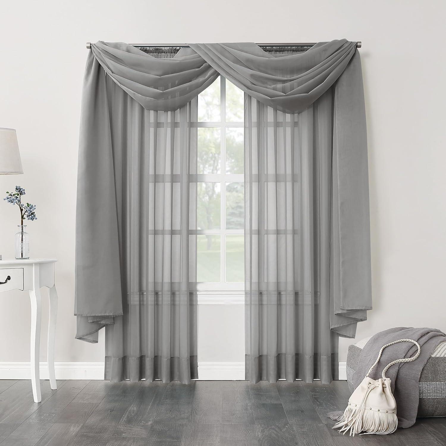84"x59" Emily Sheer Voile Rod Pocket Curtain Panel Charcoal - No. 918