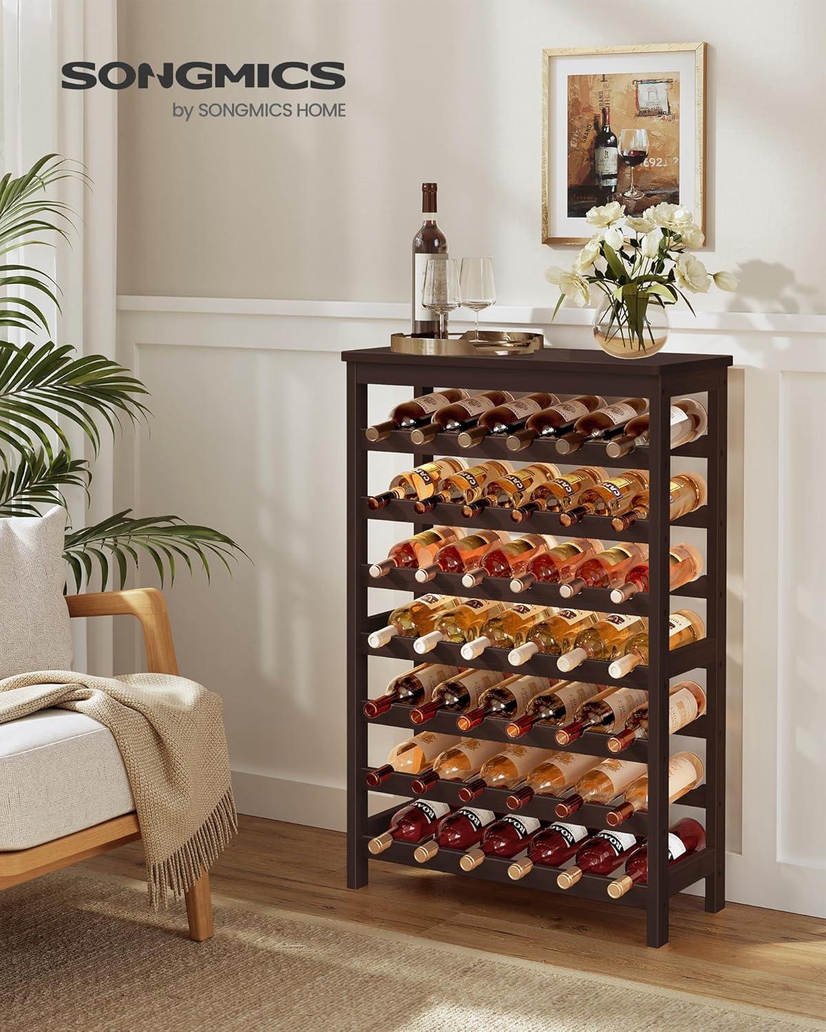 Espresso Bamboo 42-Bottle Free Standing Wine Rack