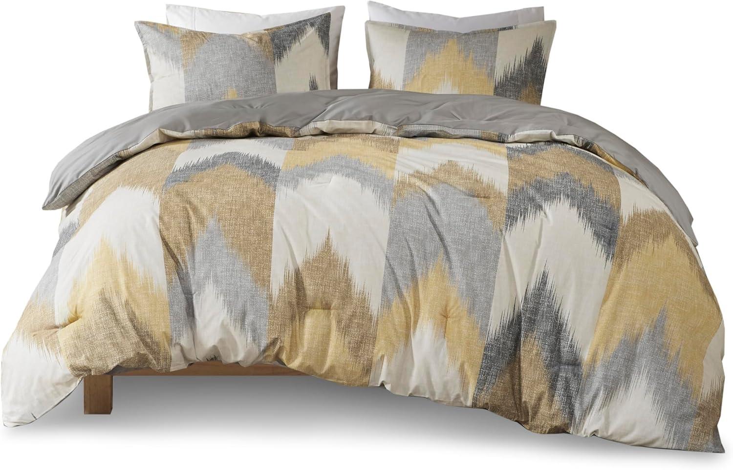 Yellow Ikat Chevron Cotton Full Comforter Set