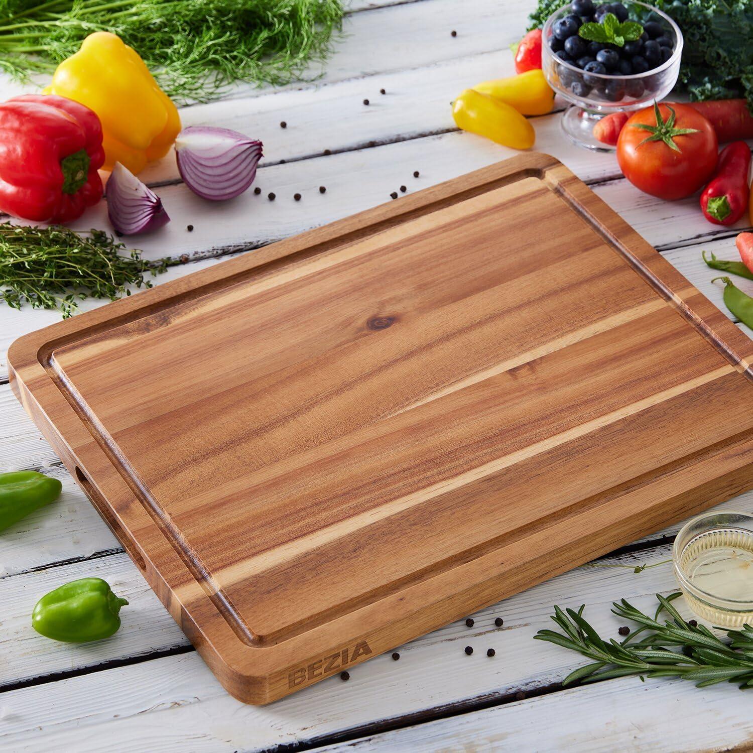 Extra Large Acacia Wood Cutting Board with Juice Groove