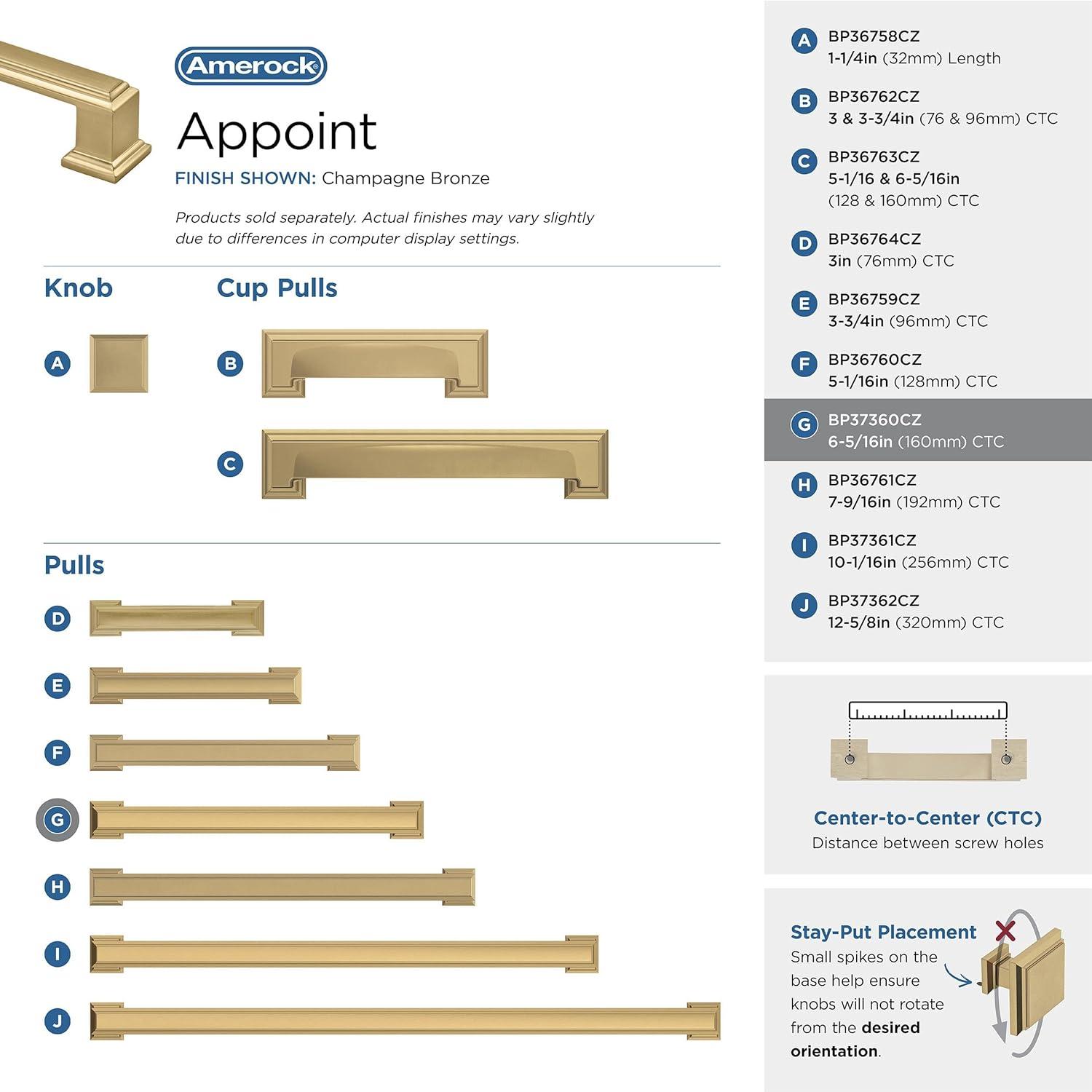 Appoint 6-5/16 in (160 mm) Center-to-Center Cabinet Pull