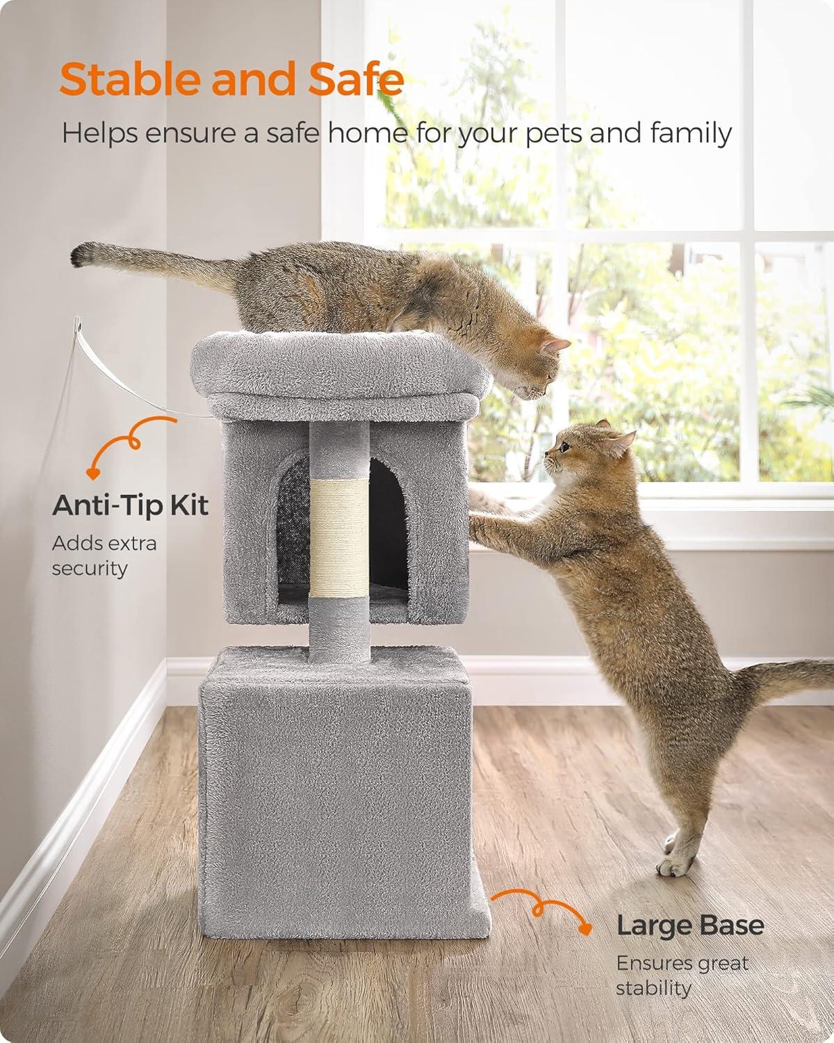 Light Gray 26.4-Inch Cat Tree with Sisal Scratching Posts