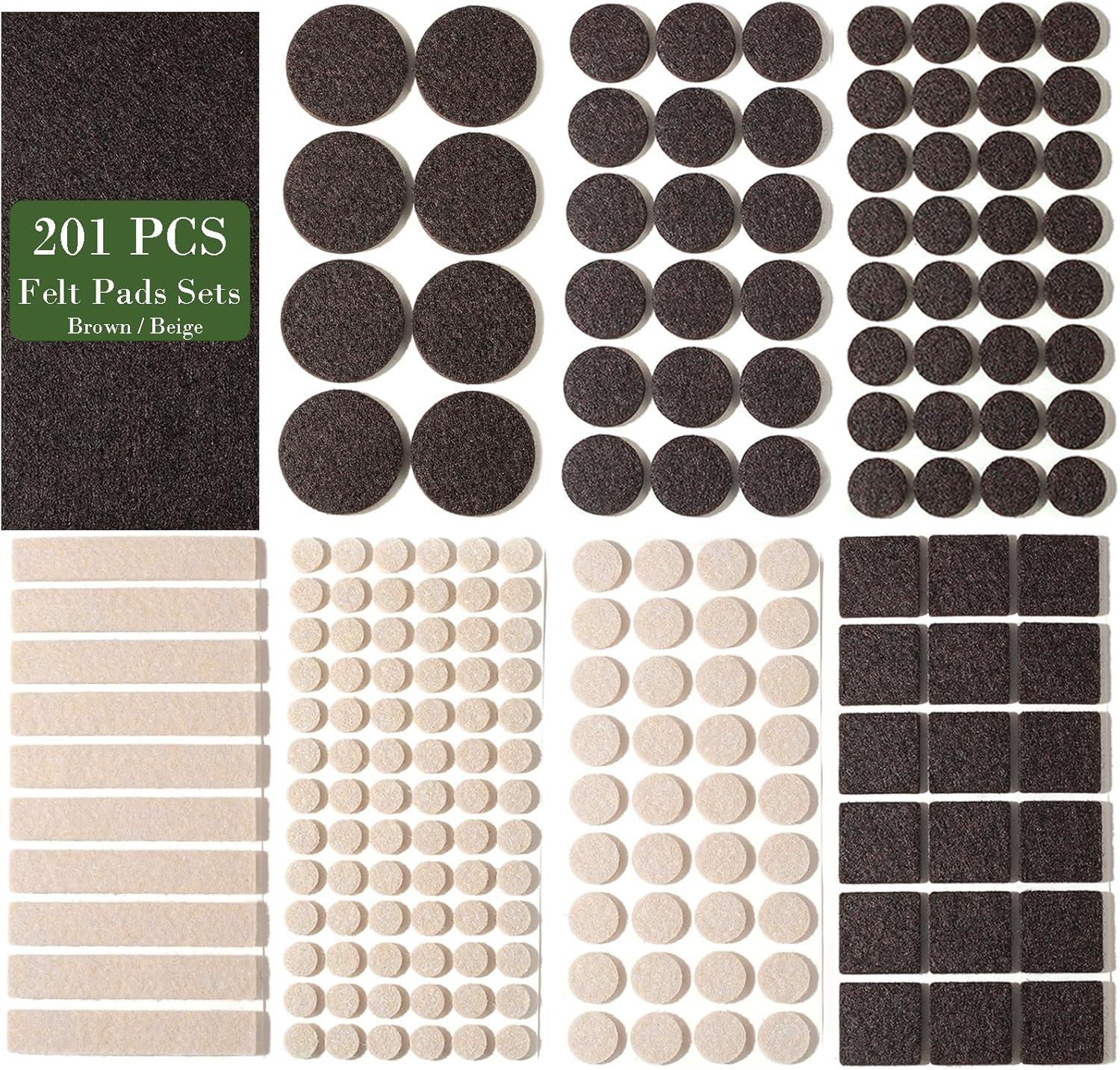 Fursafe&Q Felt Furniture Pads, Furniture Felt Pads for Hardwood Floors -Self Adhesive Chair Leg Floor Protectors, Protect from Nicks, Dents and Scratches, Chair Feet Protectors 136 Pcs Chair Feet