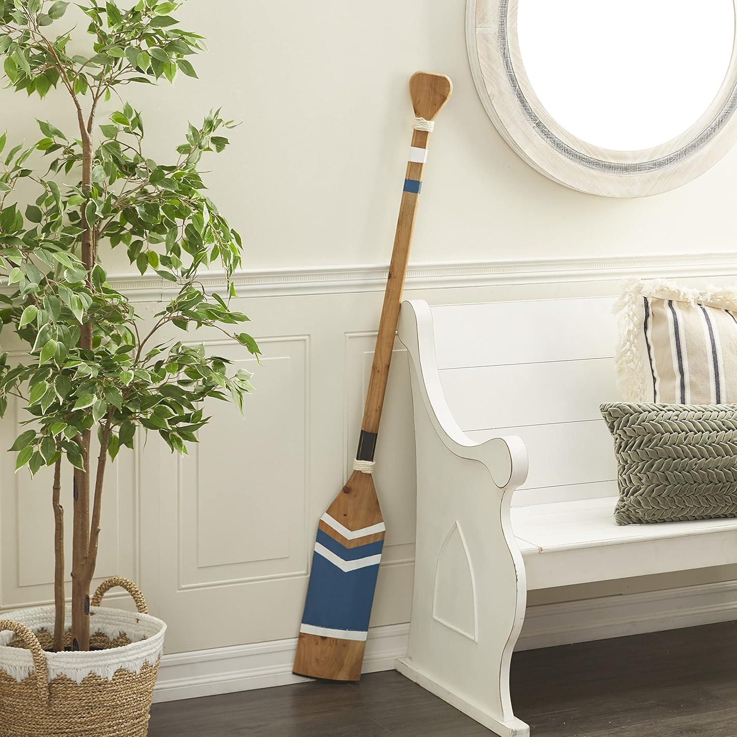 DecMode Multi Colored Wood Novelty Canoe Oar Paddle Wall Decor with Arrow and Stripe Patterns (2 Count)