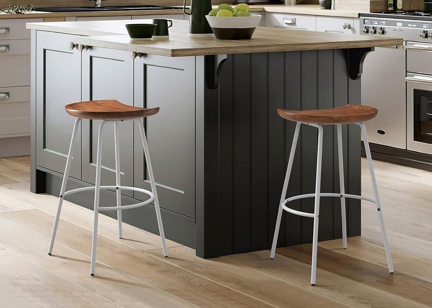 Milano Steel Legs Barstool with Solid Wood Finish