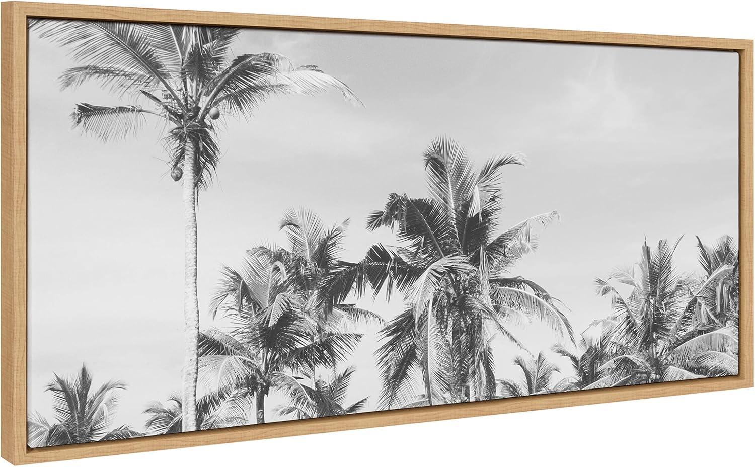 18" x 40" Sylvie Coastal Palm Tree Beach BW Frame Canvas by Creative Bunch - Kate & Laurel All Things Decor