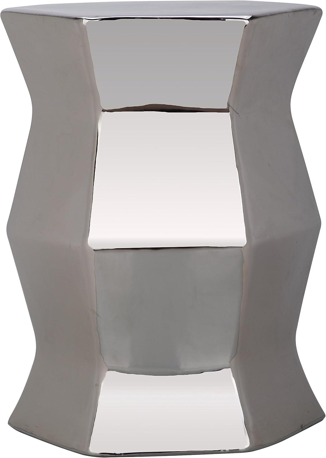 Safavieh Modern Hexagon Indoor/Outdoor Garden Patio Stool, Silver