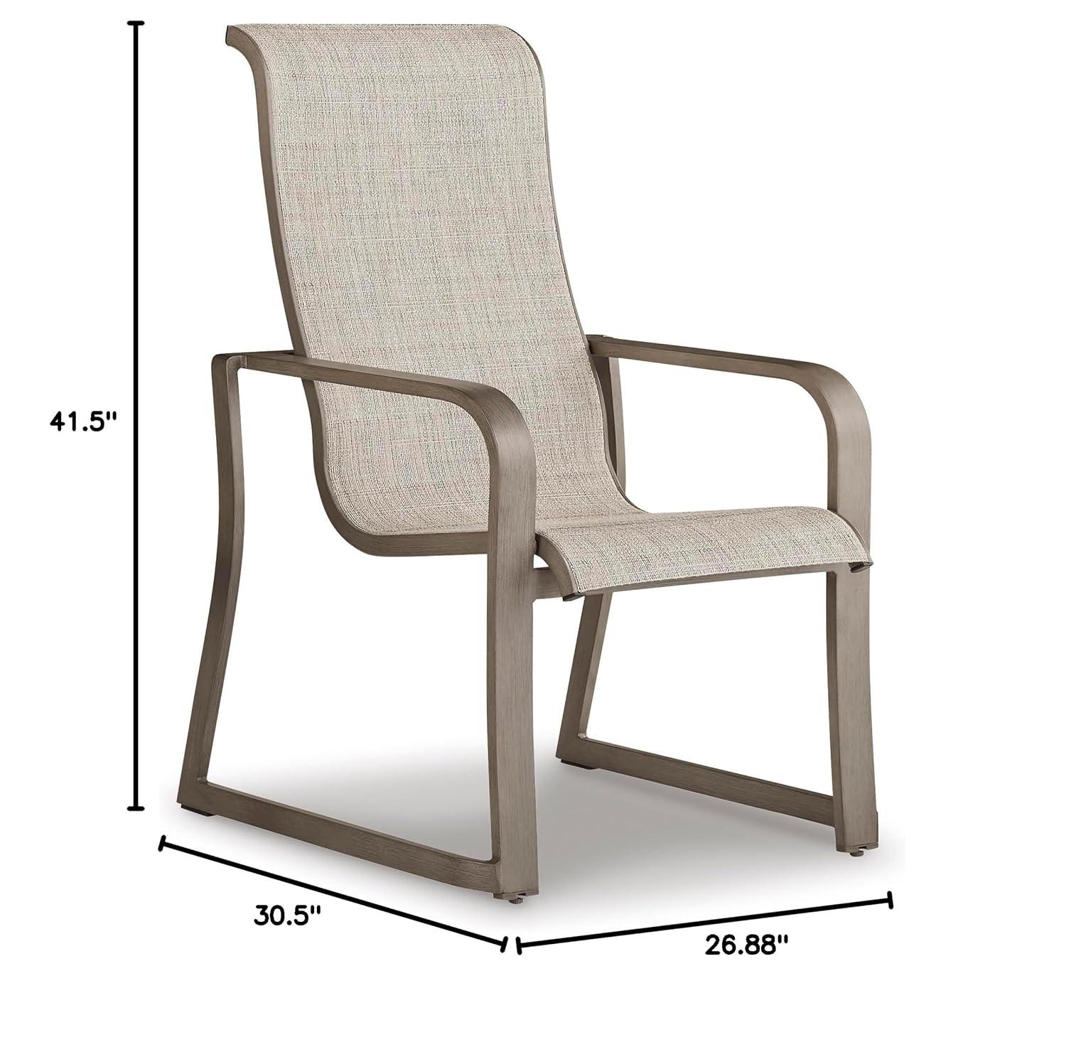 Signature Design by Ashley Beach Front Beige Sling Arm Chair - Set of 4