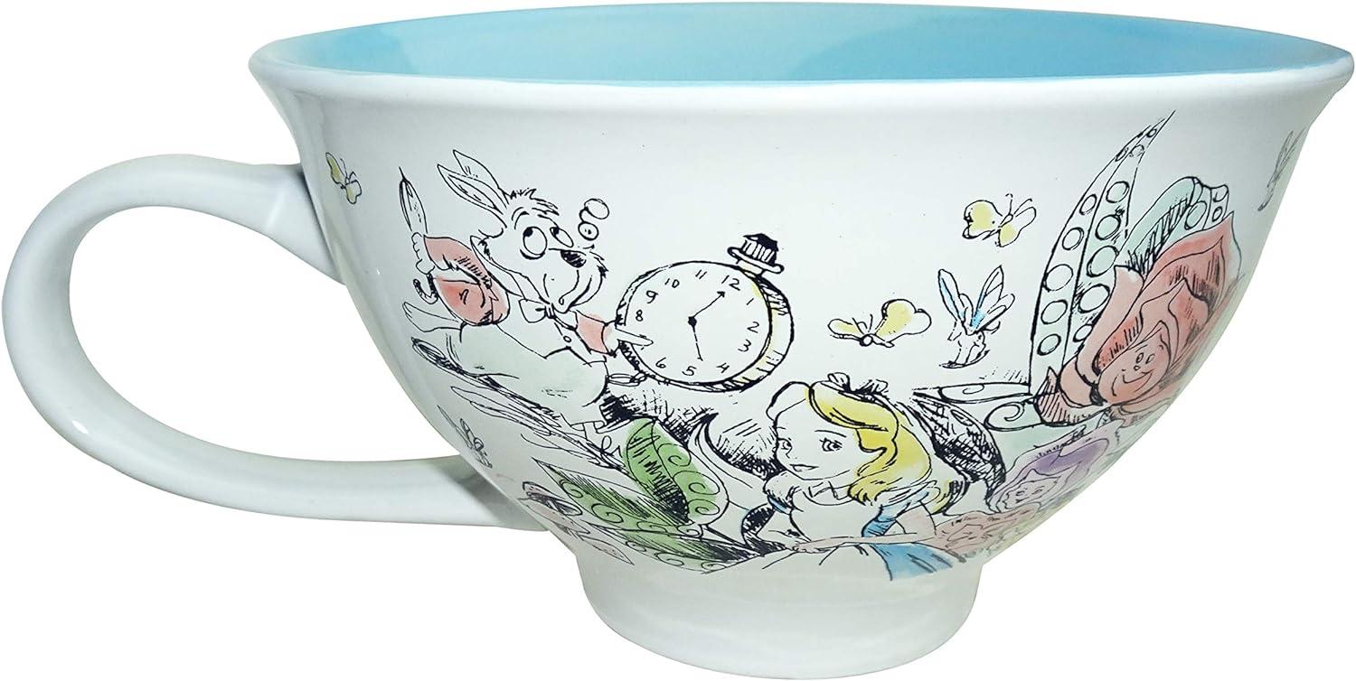 Disney Alice in Wonderland Sketch Ceramic Teacup and Saucer Set