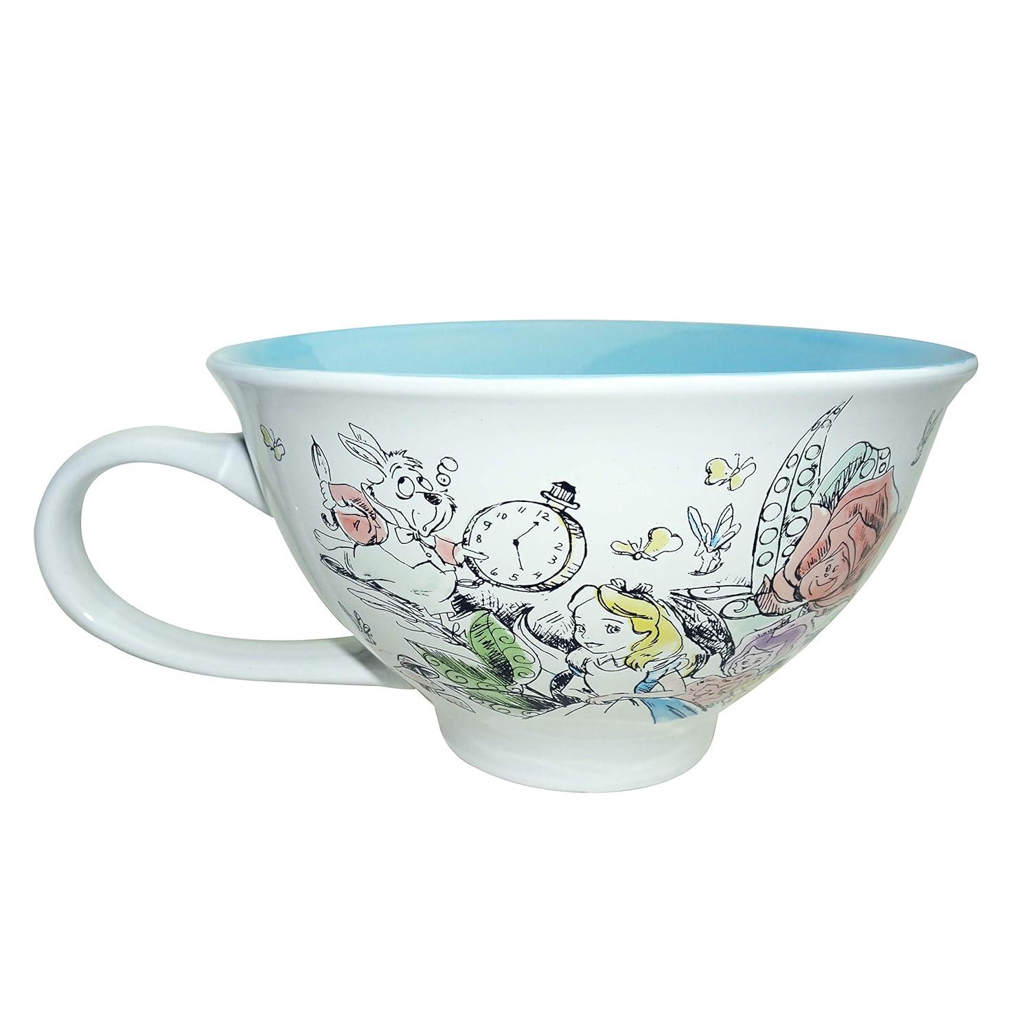 Silver Buffalo Disney Alice In Wonderland Ceramic Teacup and Saucer Set