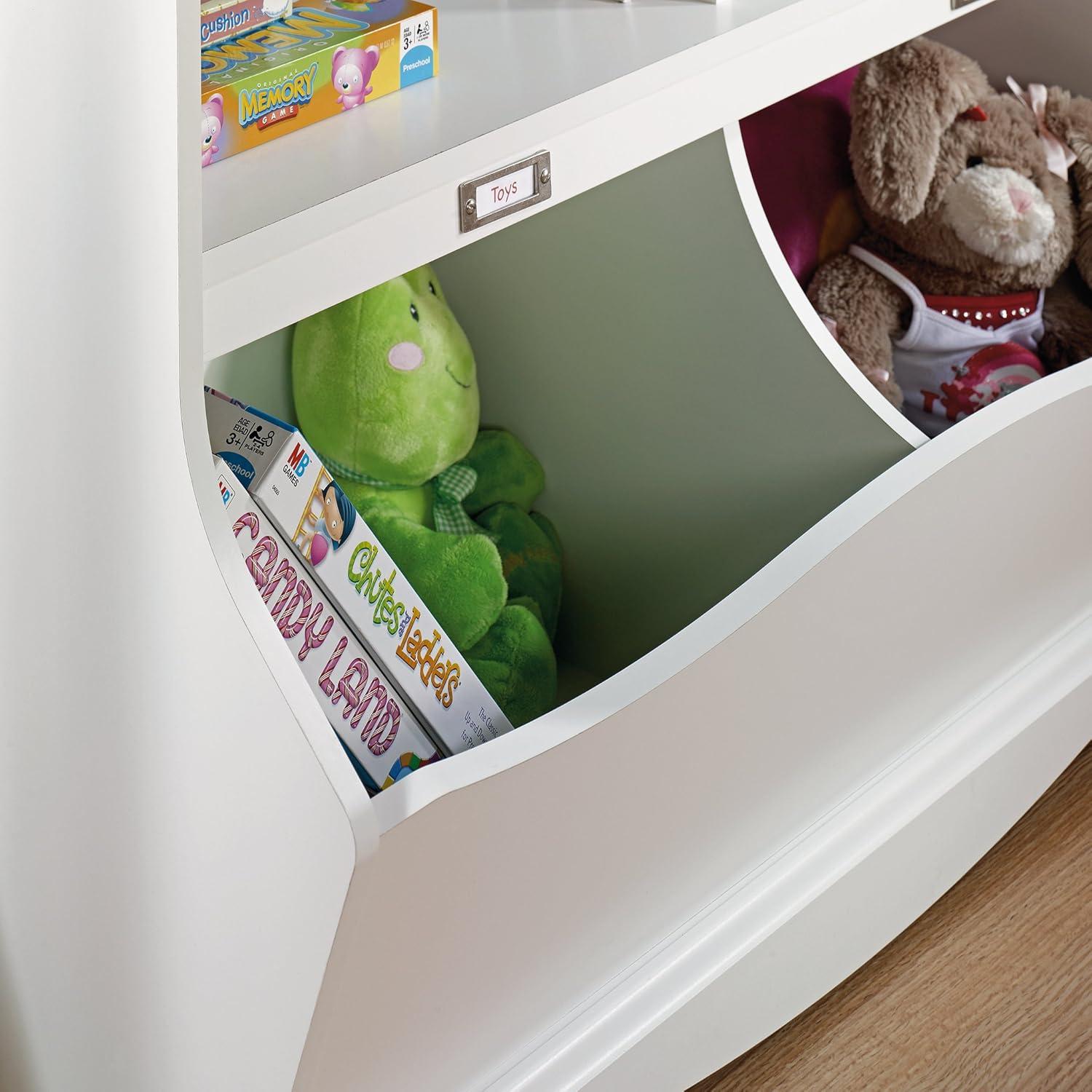 Soft White Kids Bookcase with Cubby Storage