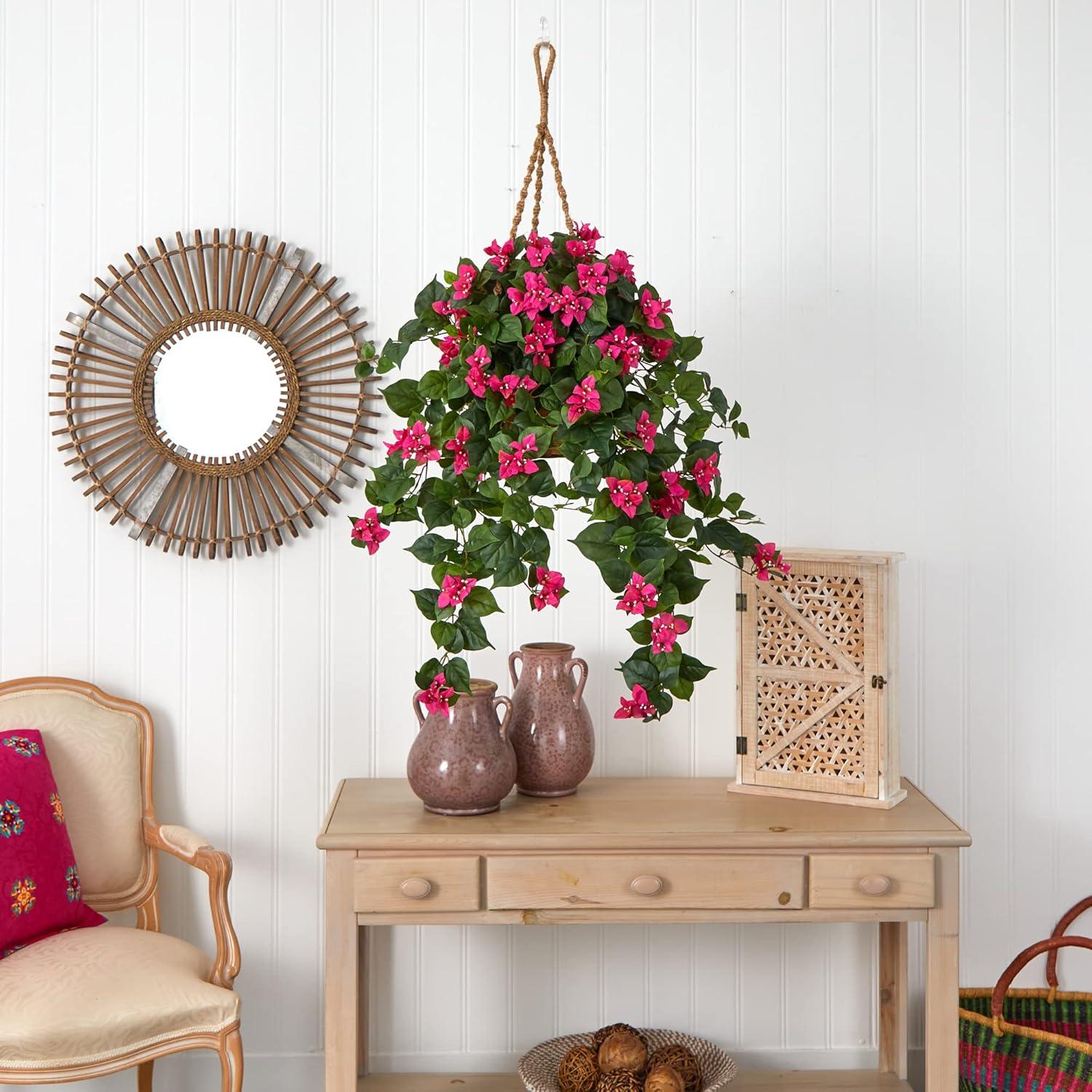 Elegant Silk Bougainvillea Tabletop Arrangement in Potted Design