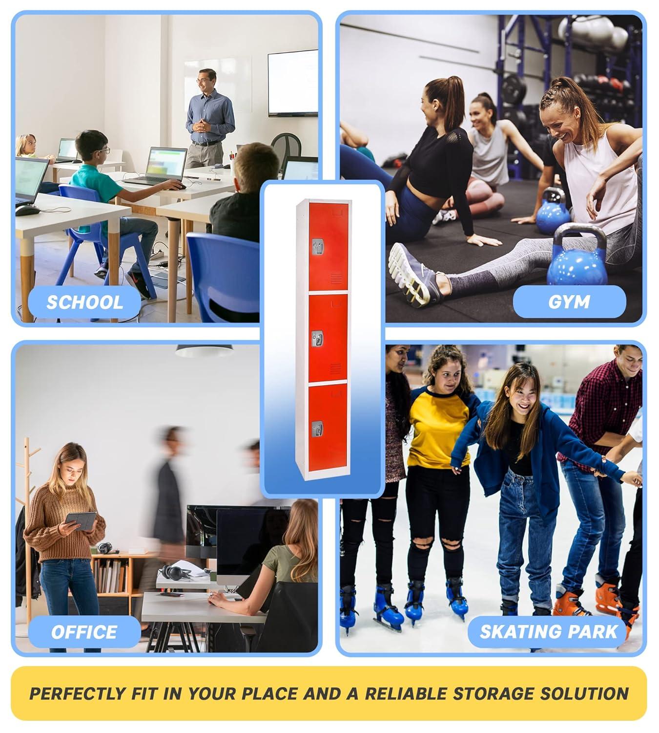 AdirOffice 12'' Wide Steel 4-Tier School and Gym Locker