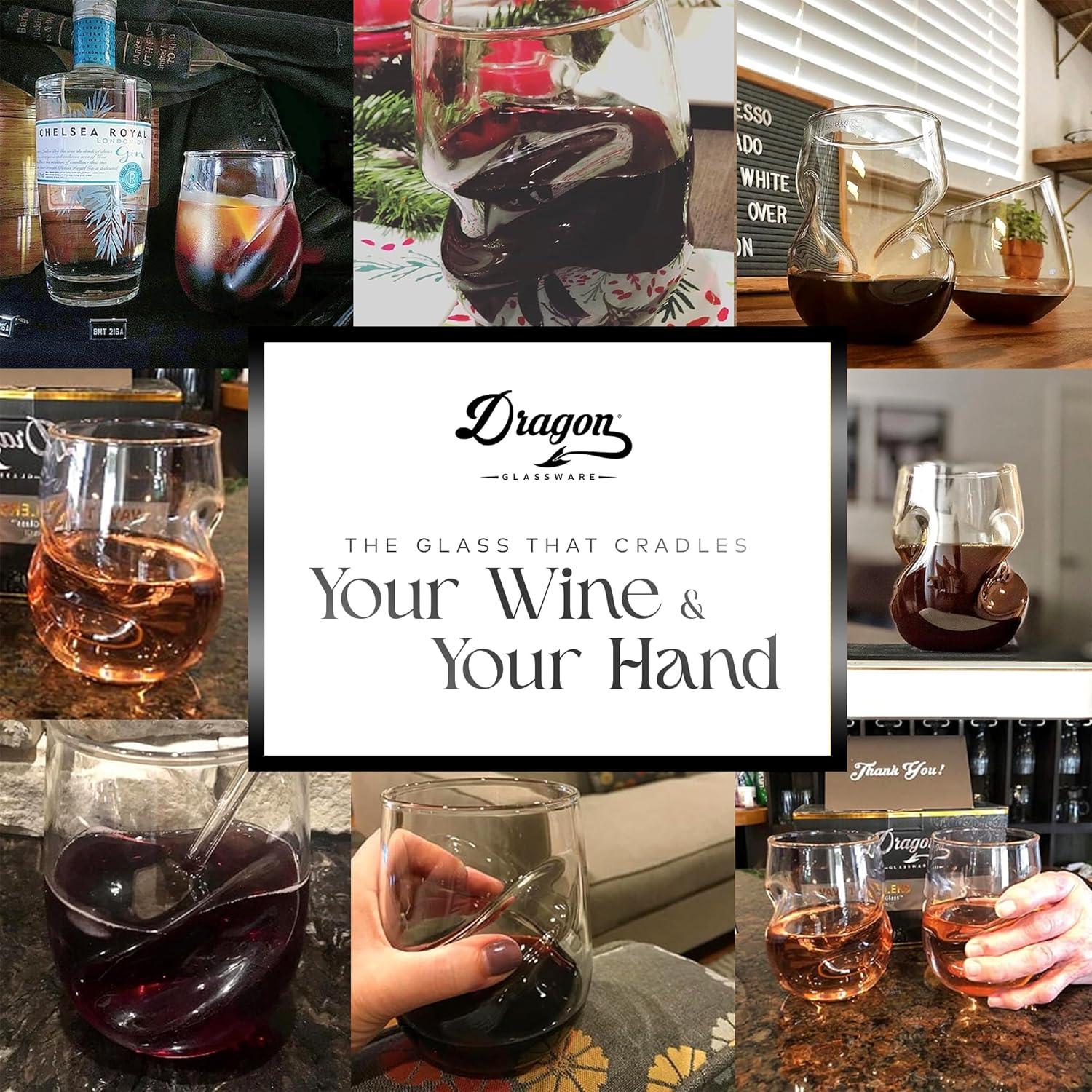 Dragon Glassware 16 oz Stemless Wine Glasses Clear Set of 2