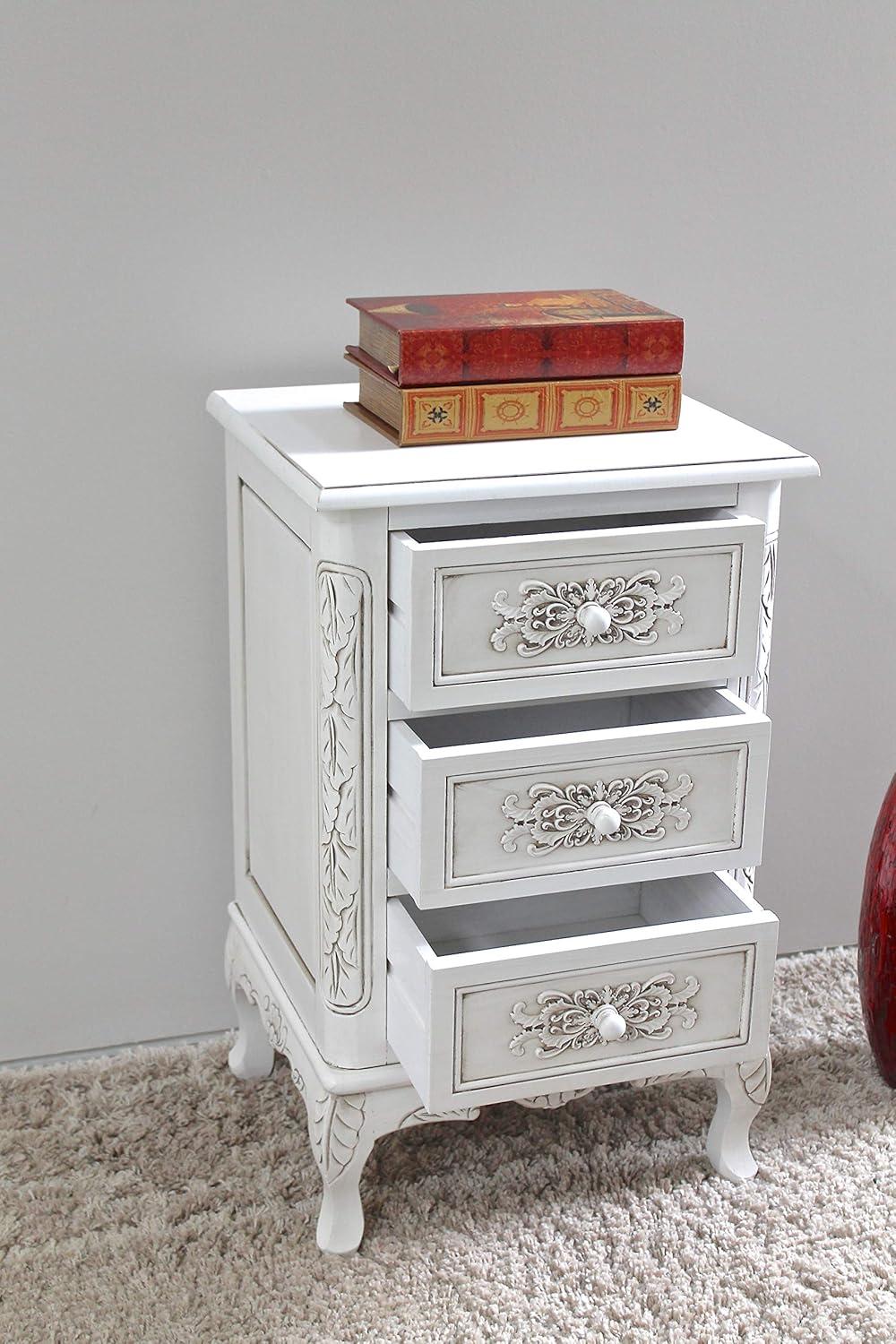 International Caravan Windsor 3 Drawer End Table in Antique White