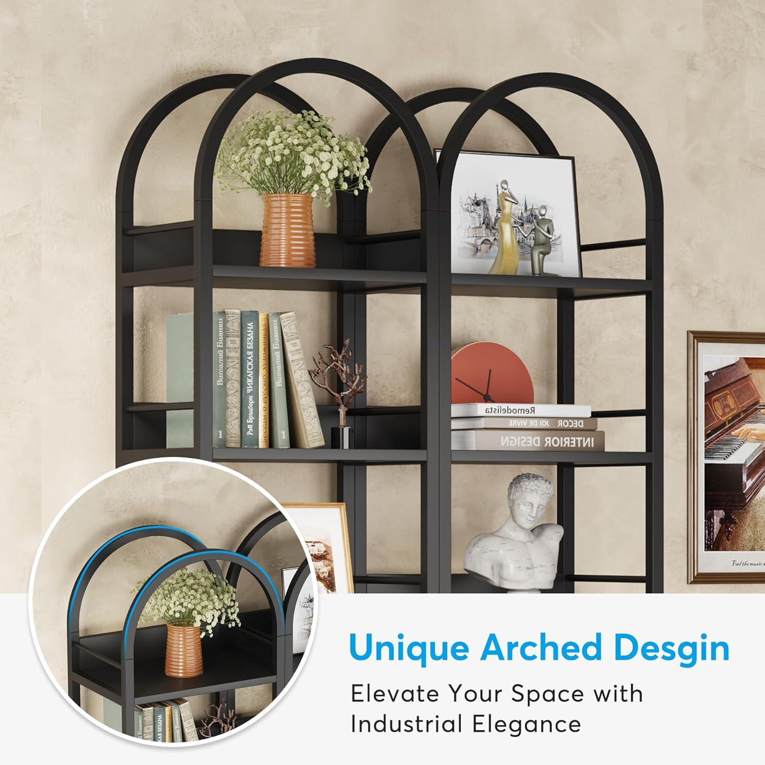 Tribesigns 6-Tier Open Bookshelf, 78.7" Tall Arched Bookcase Narrow Bookshelf, Black