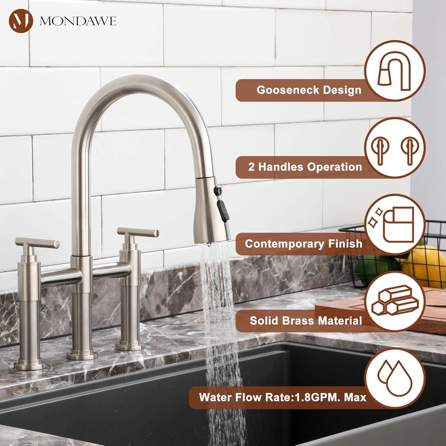 mondawe KMLT0005-WH-WF Mondawe Pull Down Kitchen Faucet
