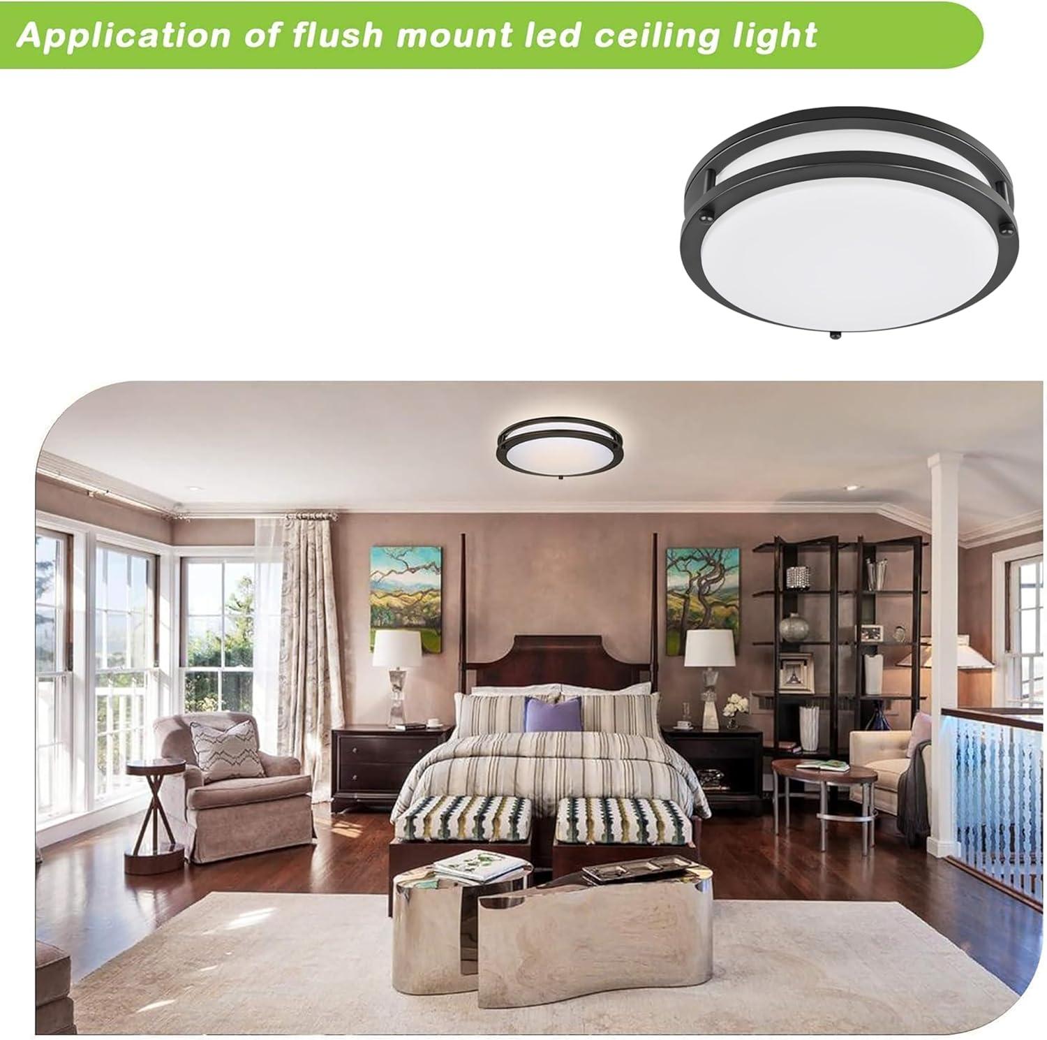 13 Inch Flush Mount LED Ceiling Light Fixture, 2700K/3000K/3500K/4000K/5000K Adjustable Ceiling Lights, Oil Rubbed Bronze Saturn Dimmable Lighting for Bathroom Kitchen, ETL Listed - 2 Pack