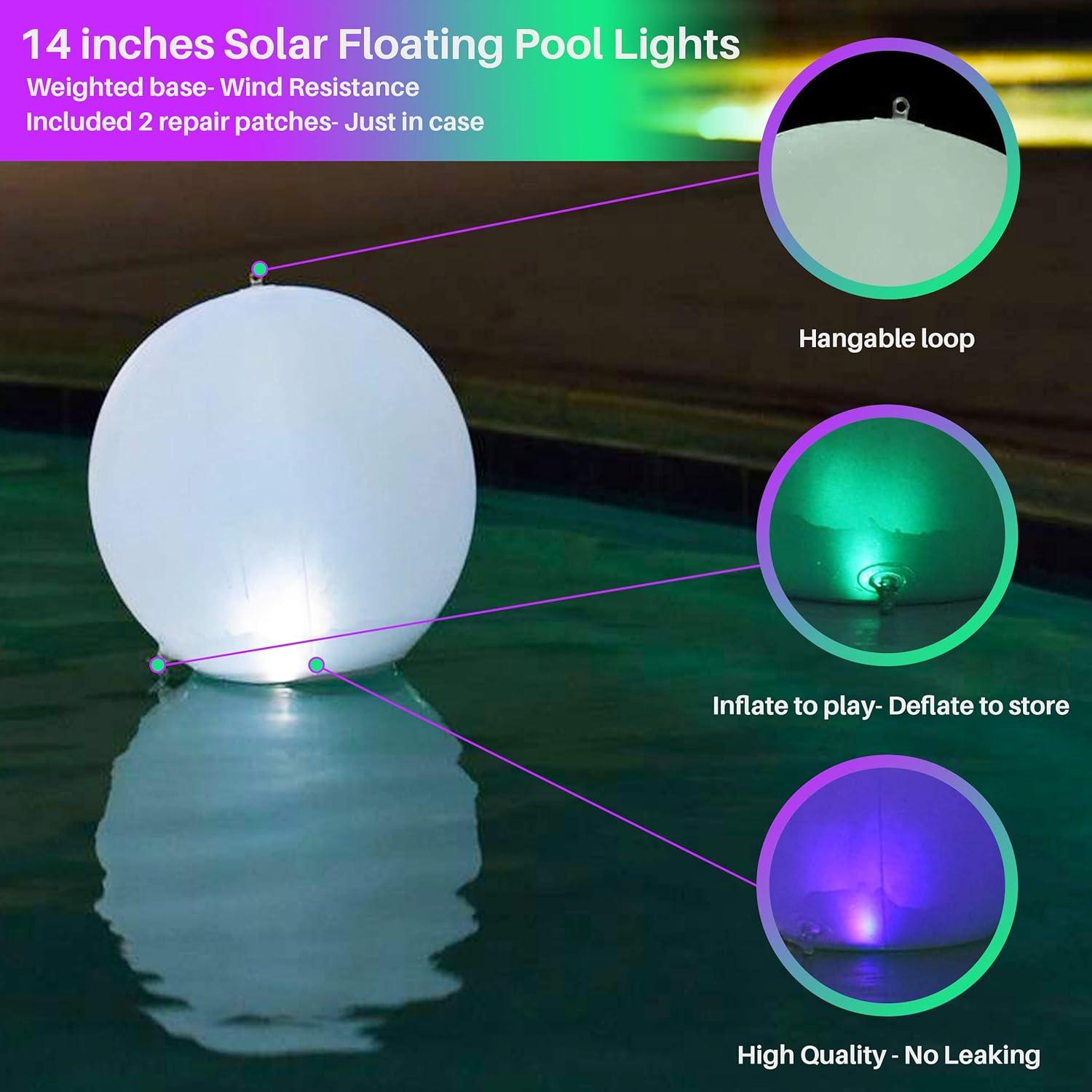 Solar Powered Color Changing 14-inch Floating Pool Lights