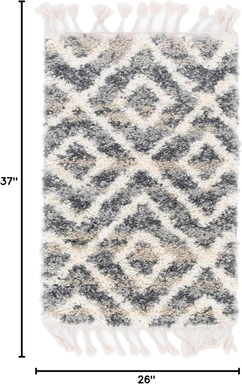 Unique Loom 2' 2 x 3' 1 Gray Hygge Shag Diamond Area Rug