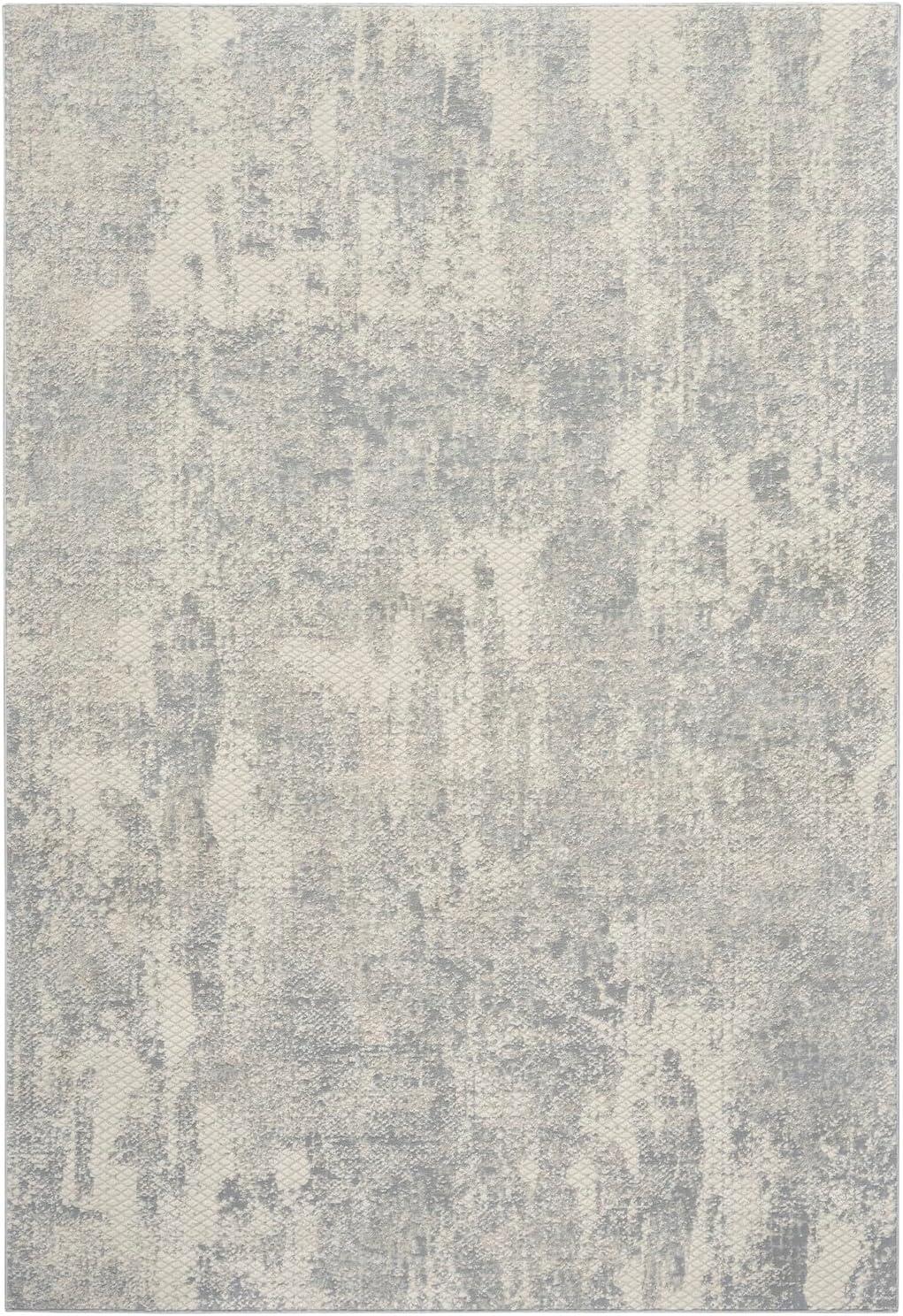 Gray Abstract 4' x 6' Synthetic Handmade Area Rug