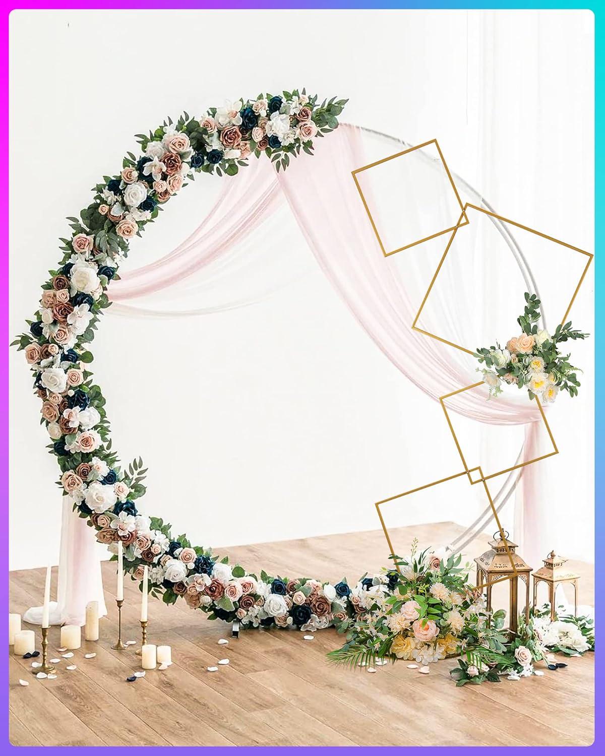 6.3FT Wedding Square Backdrop Stand, Detachable 4 Tier Metal Flower Square Frame