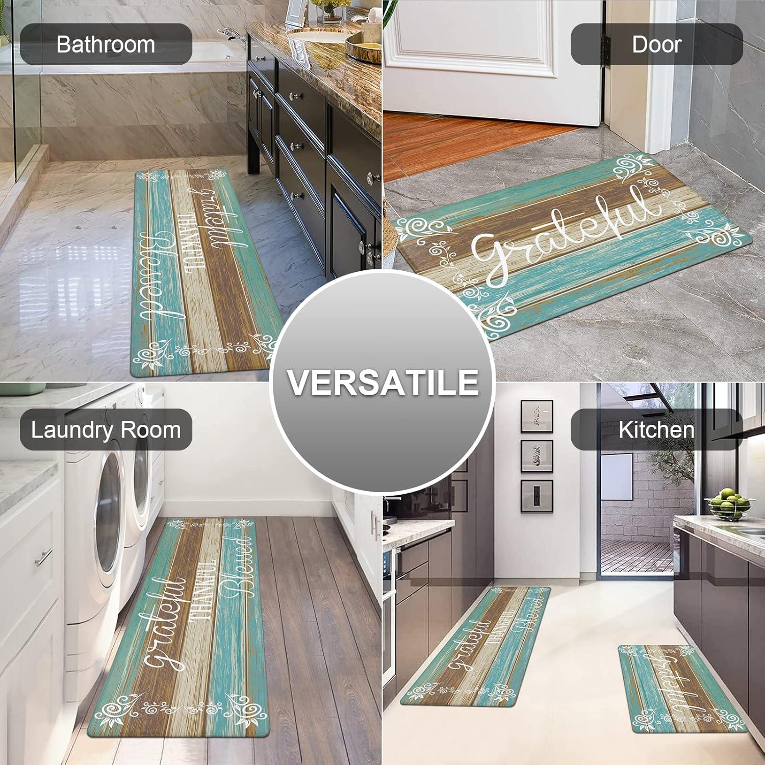 Rosalind Wheeler The Anti Fatigue Kitchen Mat Set of 2 Non Slip Cushioned Kitchen Mats for Floor Waterproof Farmhouse Kitchen Rugs and Mats Set Comfort Standing Desk Mat Carpet