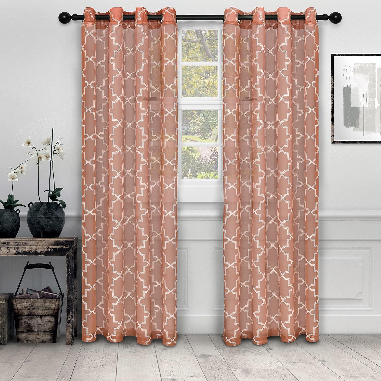 Superior Venetian Damask Jacquard Curtains, Window Accent, Perfect for Family Room or Bedroom, Vintage, Traditional, Classic with Rod Pockets or Grommets, Curtain Set of 2 Panels, 52" X 63", Ivory
