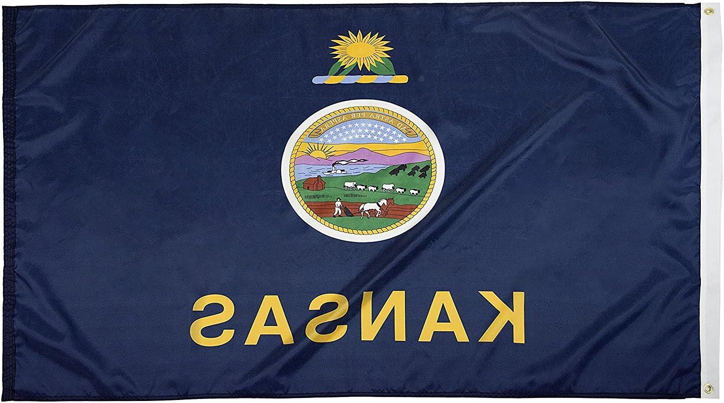 Kansas State Flag with Brass Grommets, 3x5' Nylon