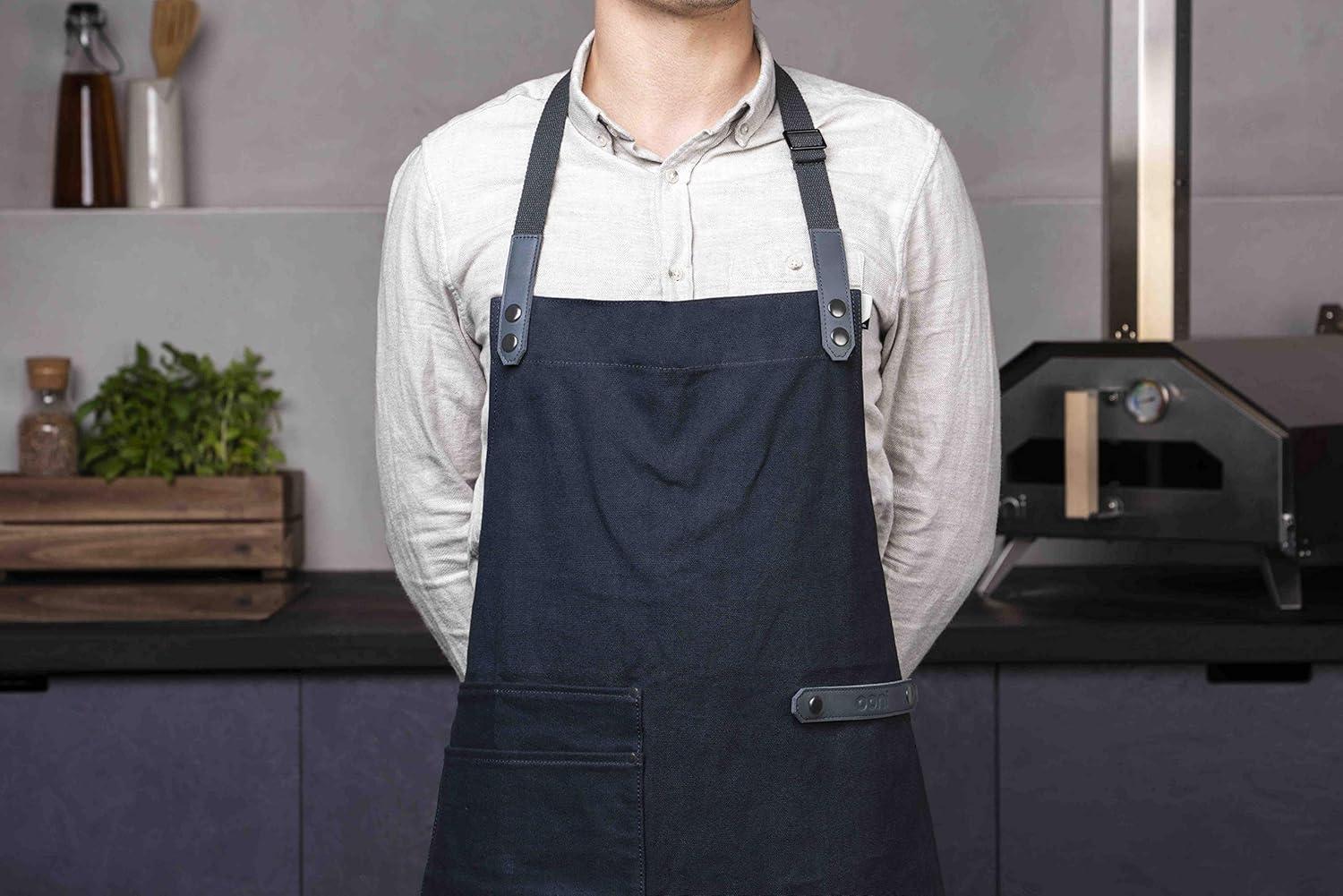 Heavy Duty Canvas Unisex Cooking Apron with Leather Accents