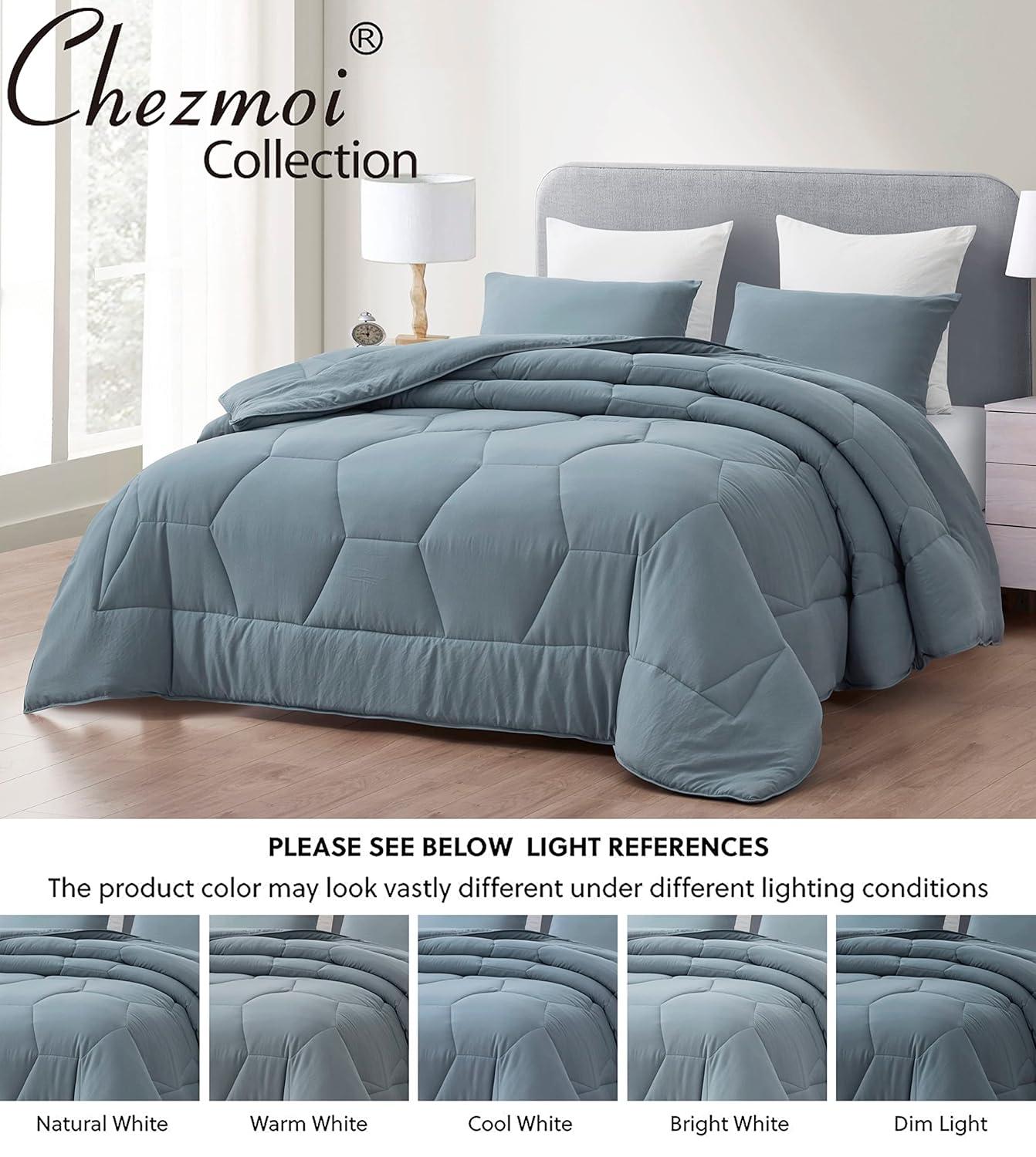 Chezmoi Collection Washed Microfiber Bedding Honeycomb Comforter Set