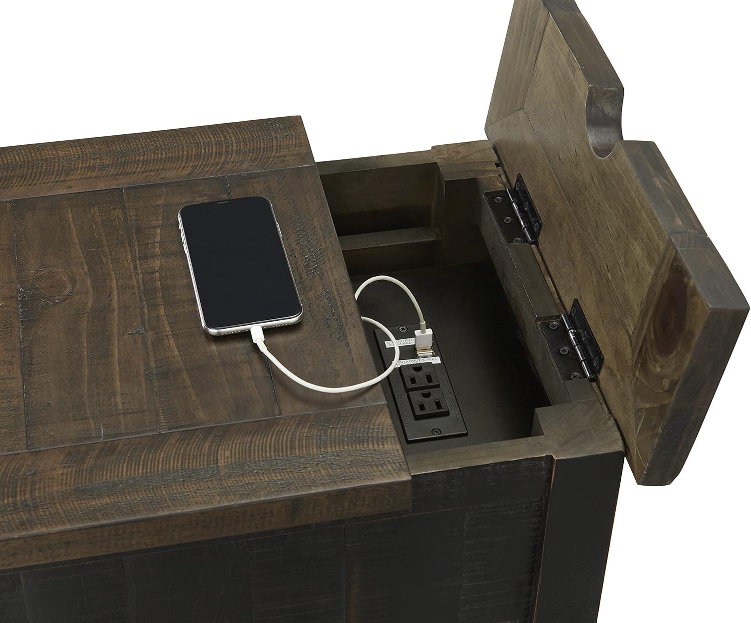 Martin Svensson Home Monterey Chairside Table with Power, Cream White and Brown