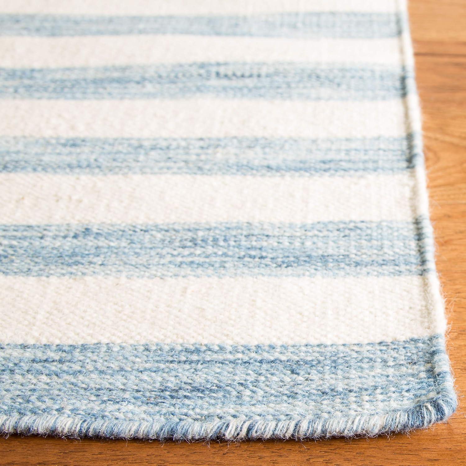 Dhurries DHU575 Hand Woven Area Rug - Blue/Ivory - 6'x9' - Safavieh.