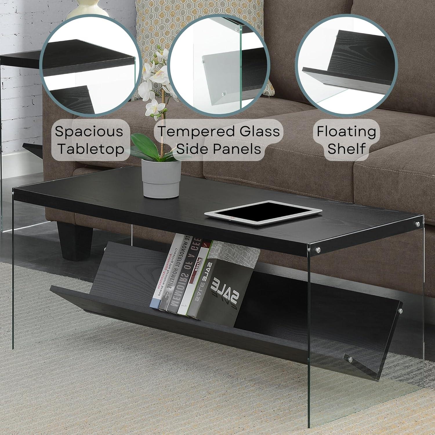 SoHo Coffee Table with Shelf, Black