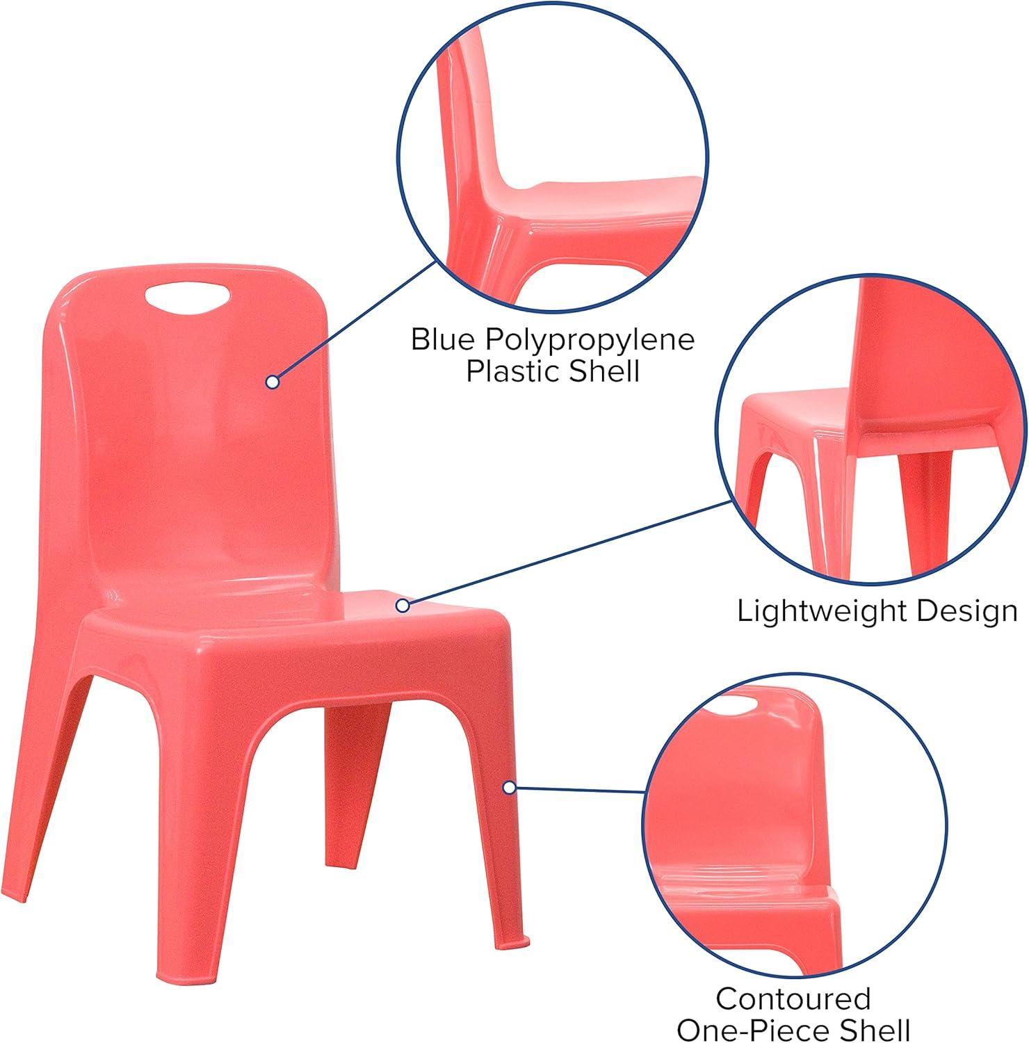 Flash Furniture 2 Pack Red Plastic Stackable School Chair with Carrying Handle and 11" Seat Height