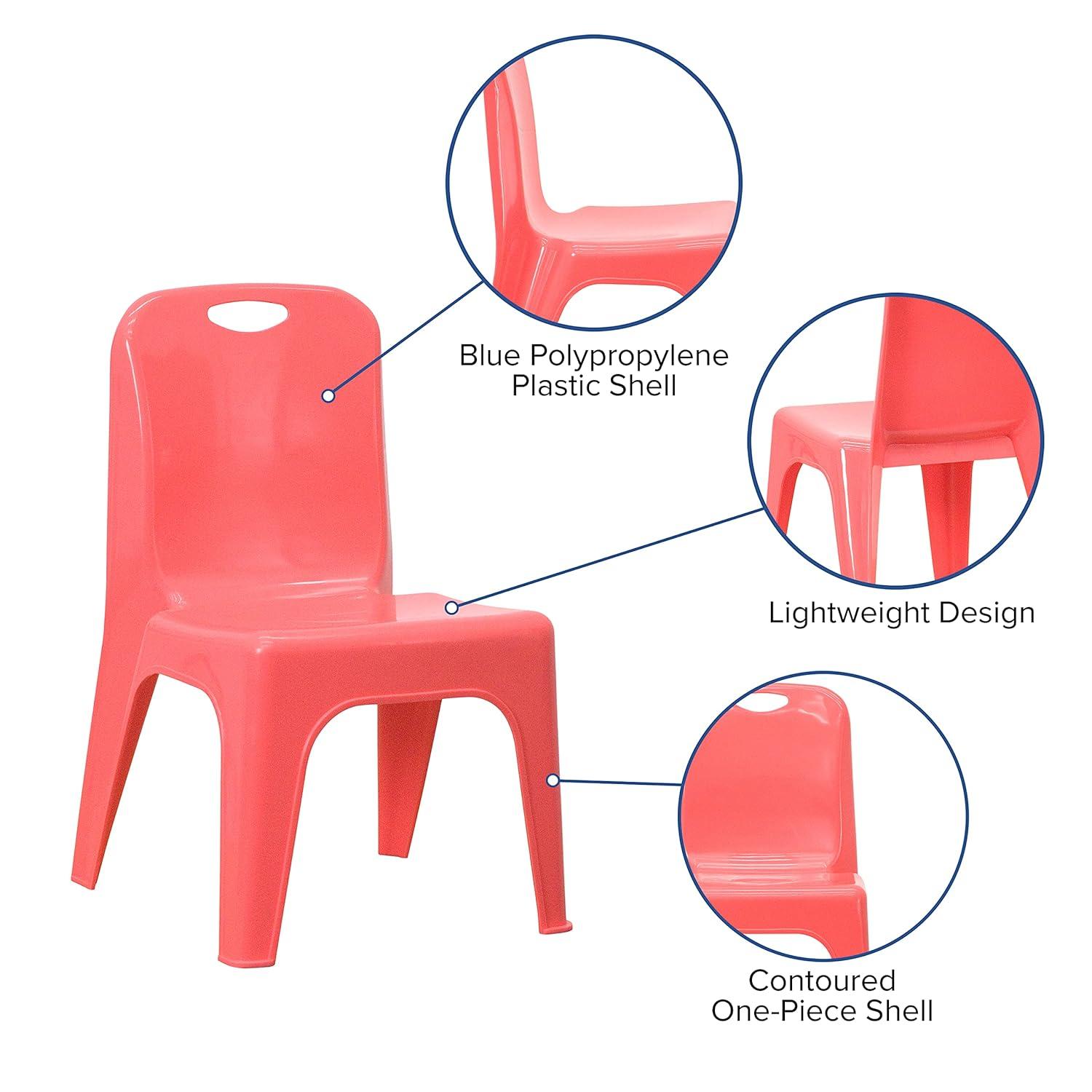 Flash Furniture 2 Pack Red Plastic Stackable School Chair with Carrying Handle and 11" Seat Height