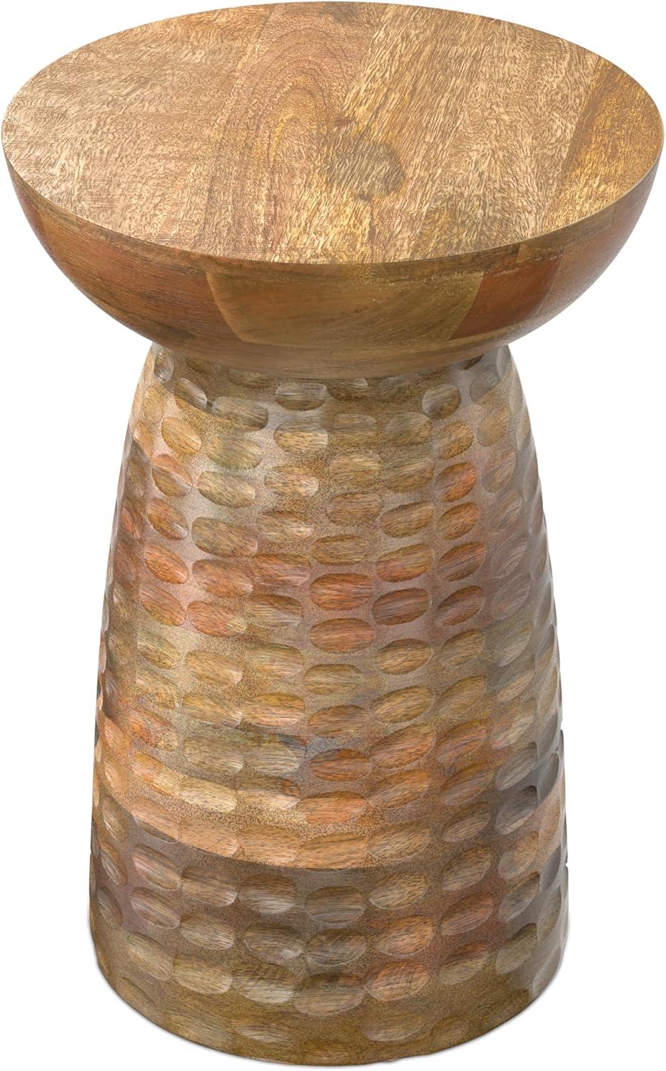 Simpli Home Boyd Solid Mango Wood Contemporary Accent Table with Textured Finish, Fully Assembled