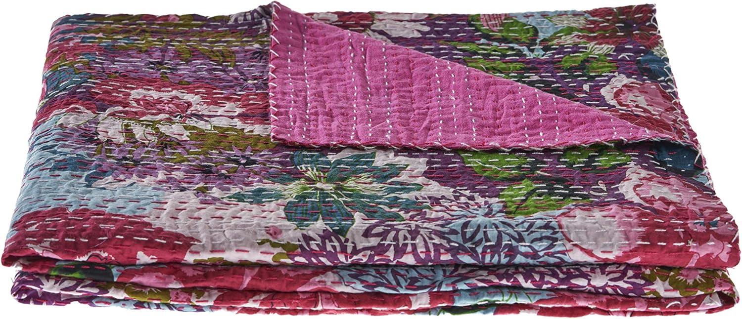 Rajani Home Advika Handmade Kantha Cotton Throw Blanket