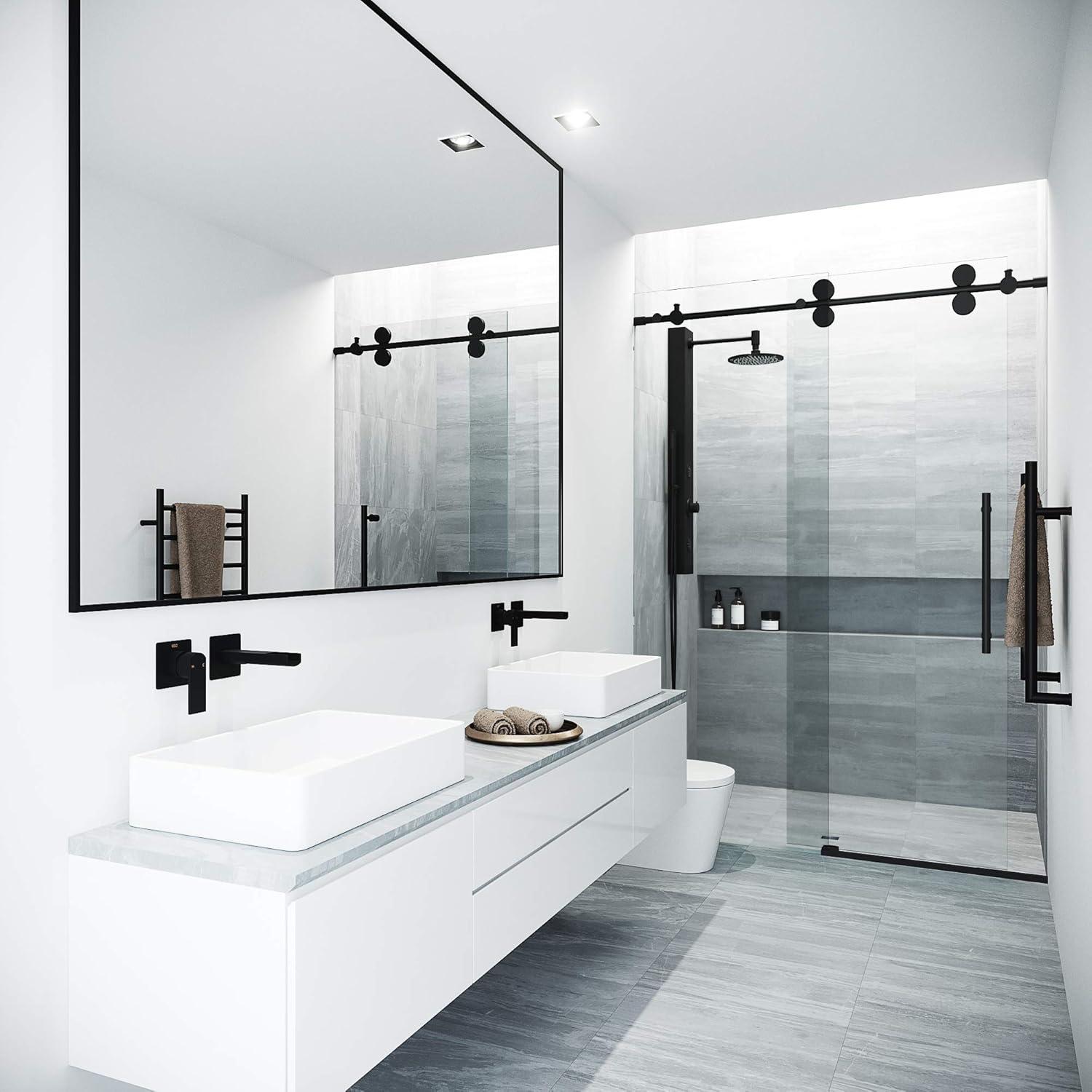Elan 60-64" W x 74" H Sliding Frameless Shower Door with 3/8" Clear Glass