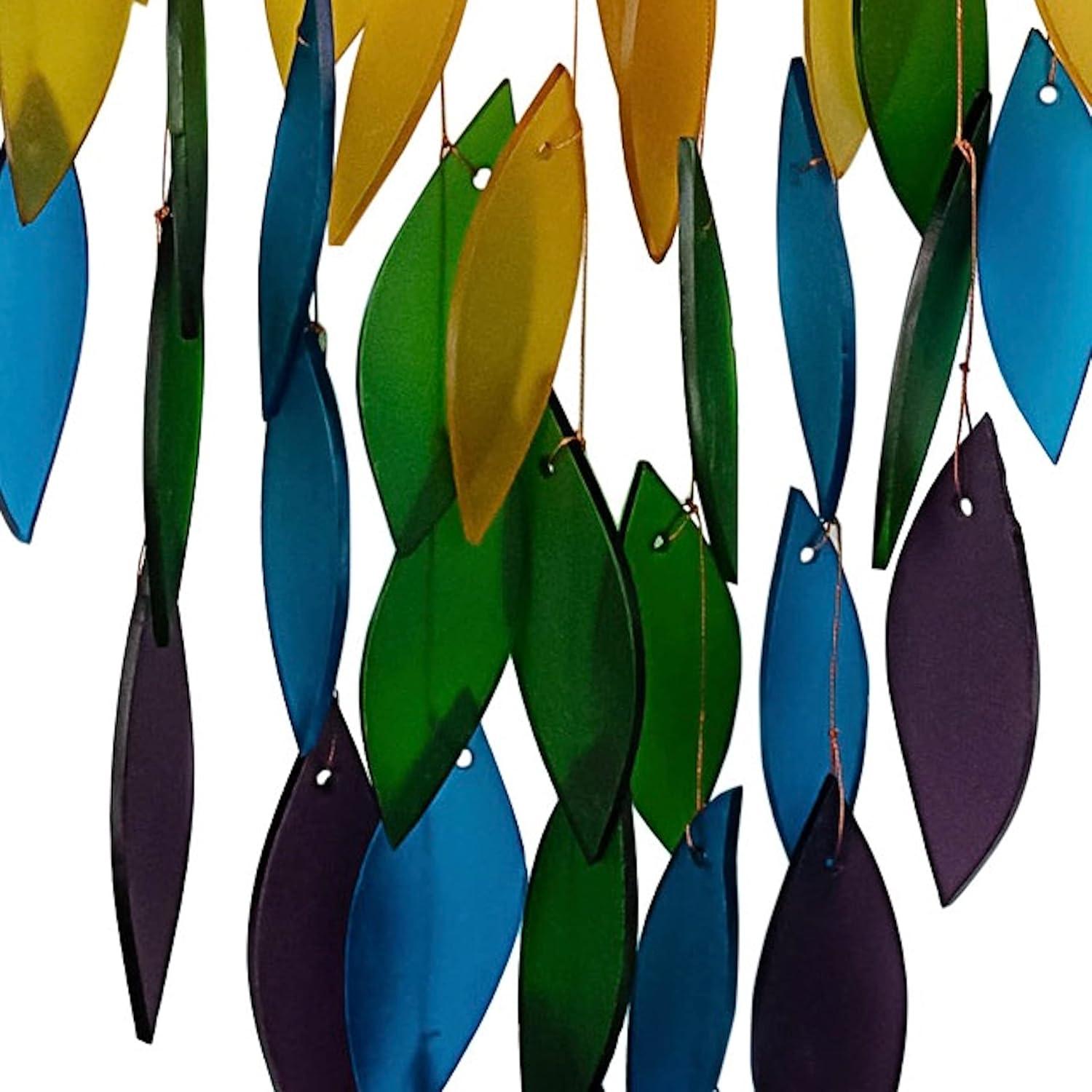 Blue Handworks Glass Wind Chime Deluxe Rainbow Waterfall Wind Chime for Outside