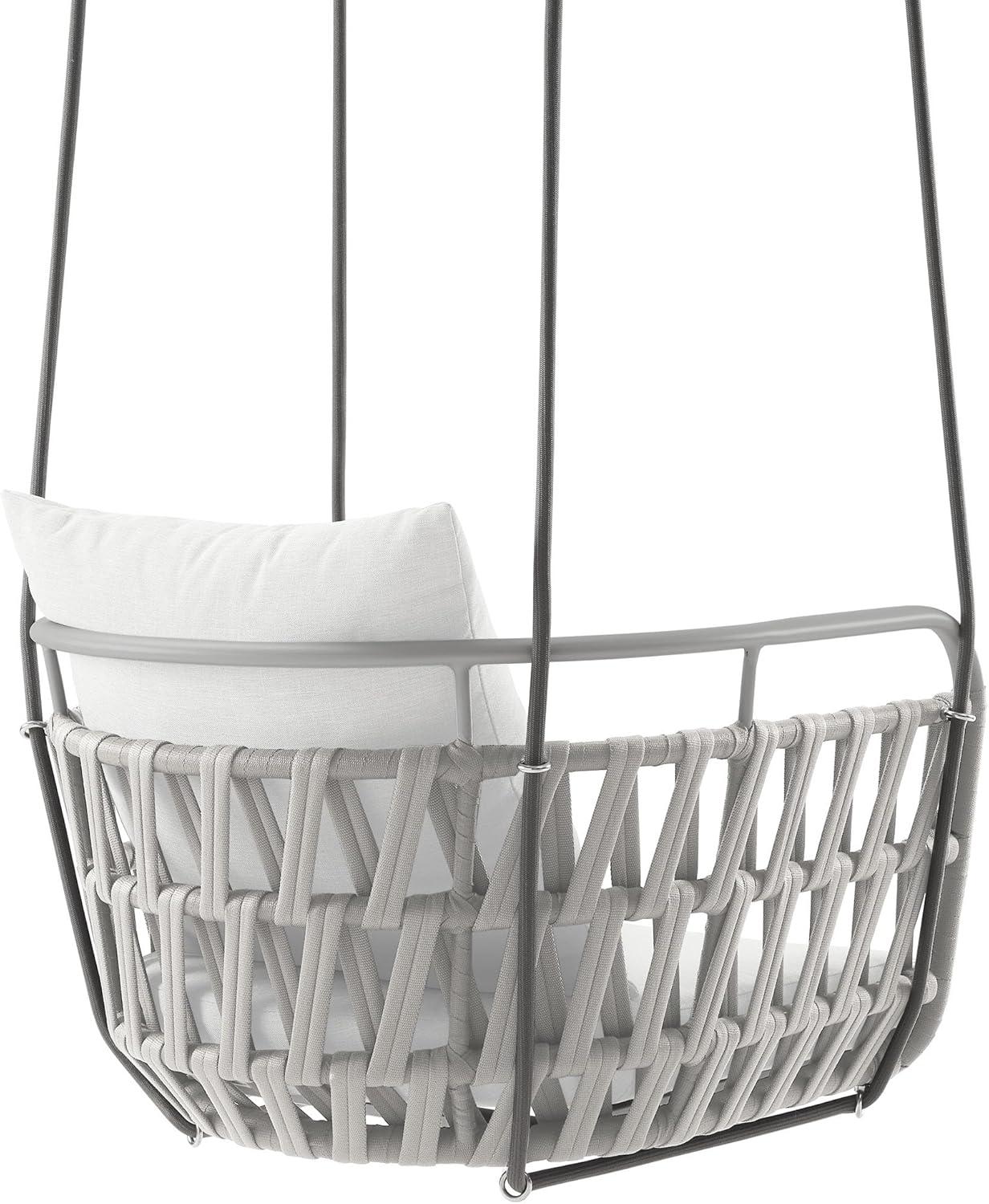 Modway Kaliah Outdoor Patio Aluminum Swing Chair in Light Gray White