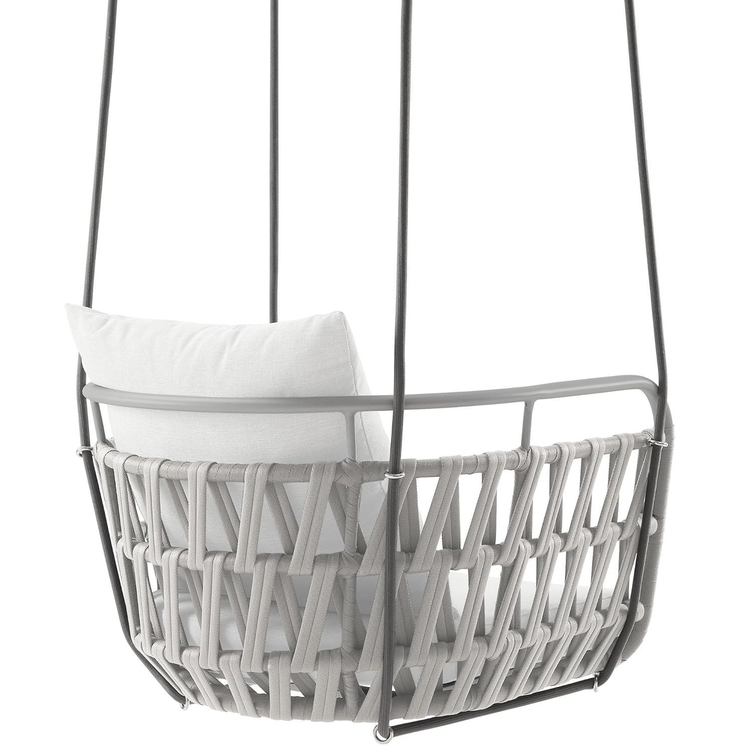 Modway Kaliah Outdoor Patio Aluminum Swing Chair in Light Gray White