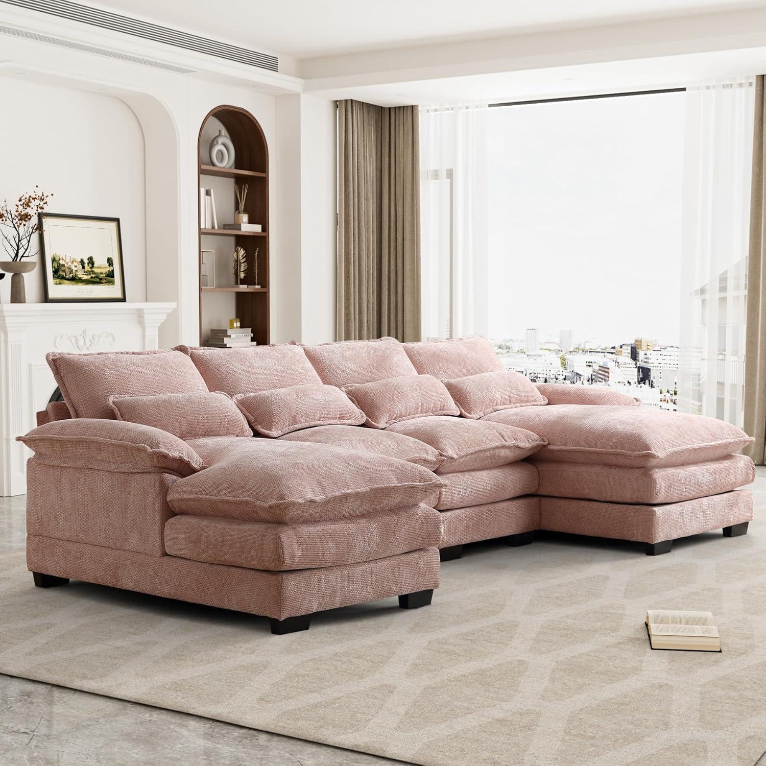 Latitude Run® Millan U Shape Sectional Sofa Cloud Couch, 110" Modern Chenille Comfy Modular Sofa