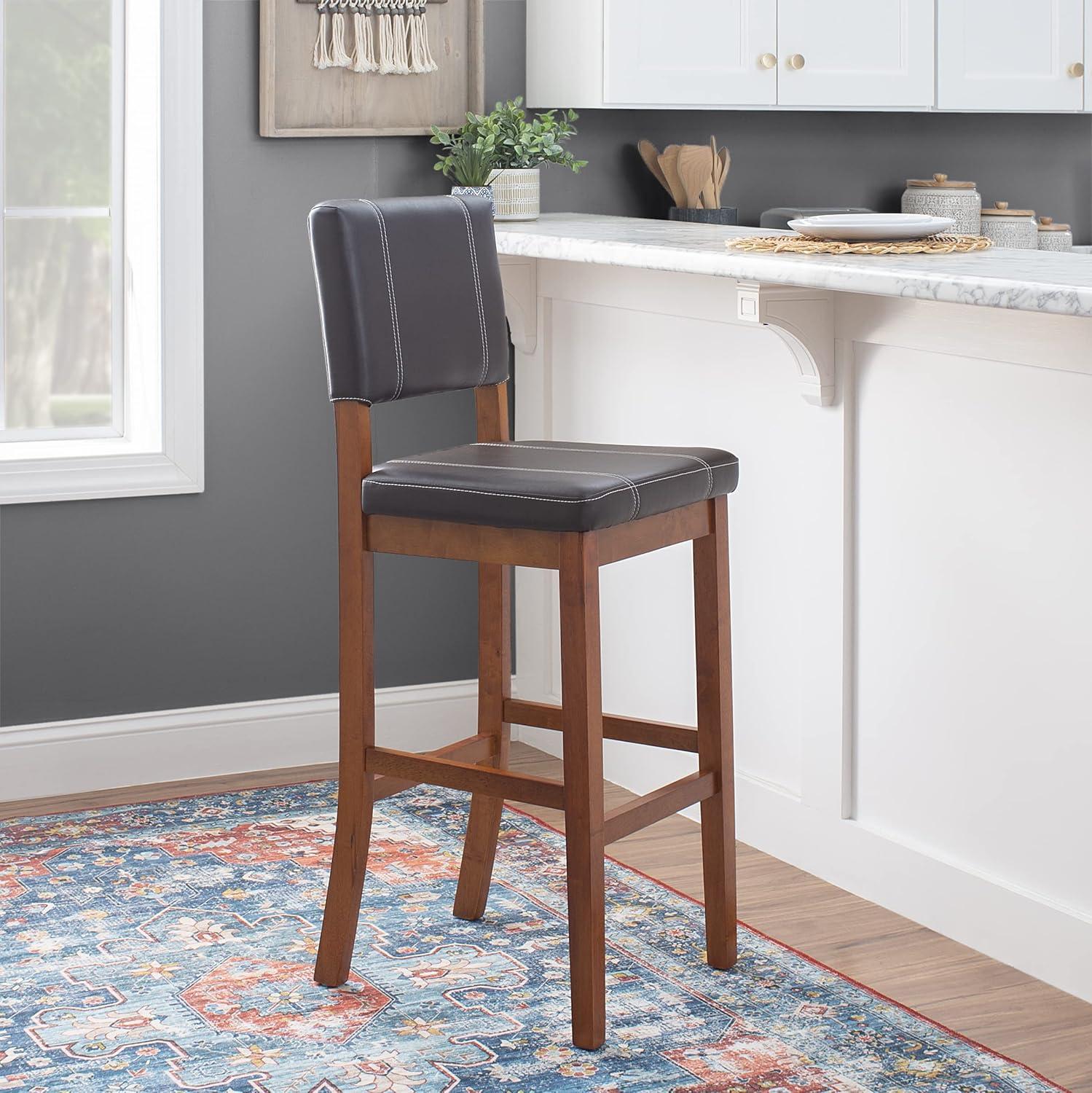 Milano Padded Barstool Upholstered Seat & Back - Linon