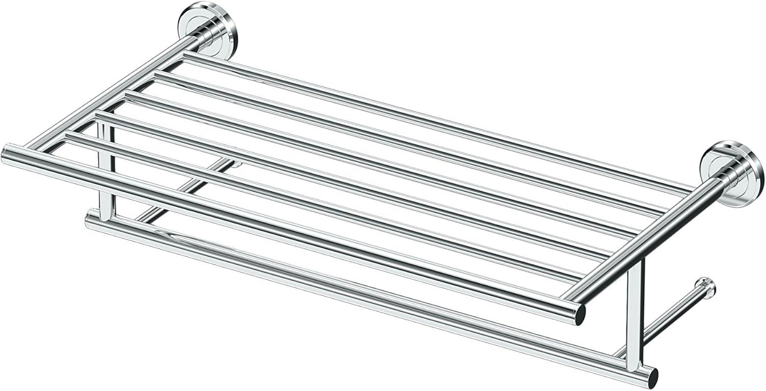 Chrome Wall Mounted Minimalist Towel Rack with Bar